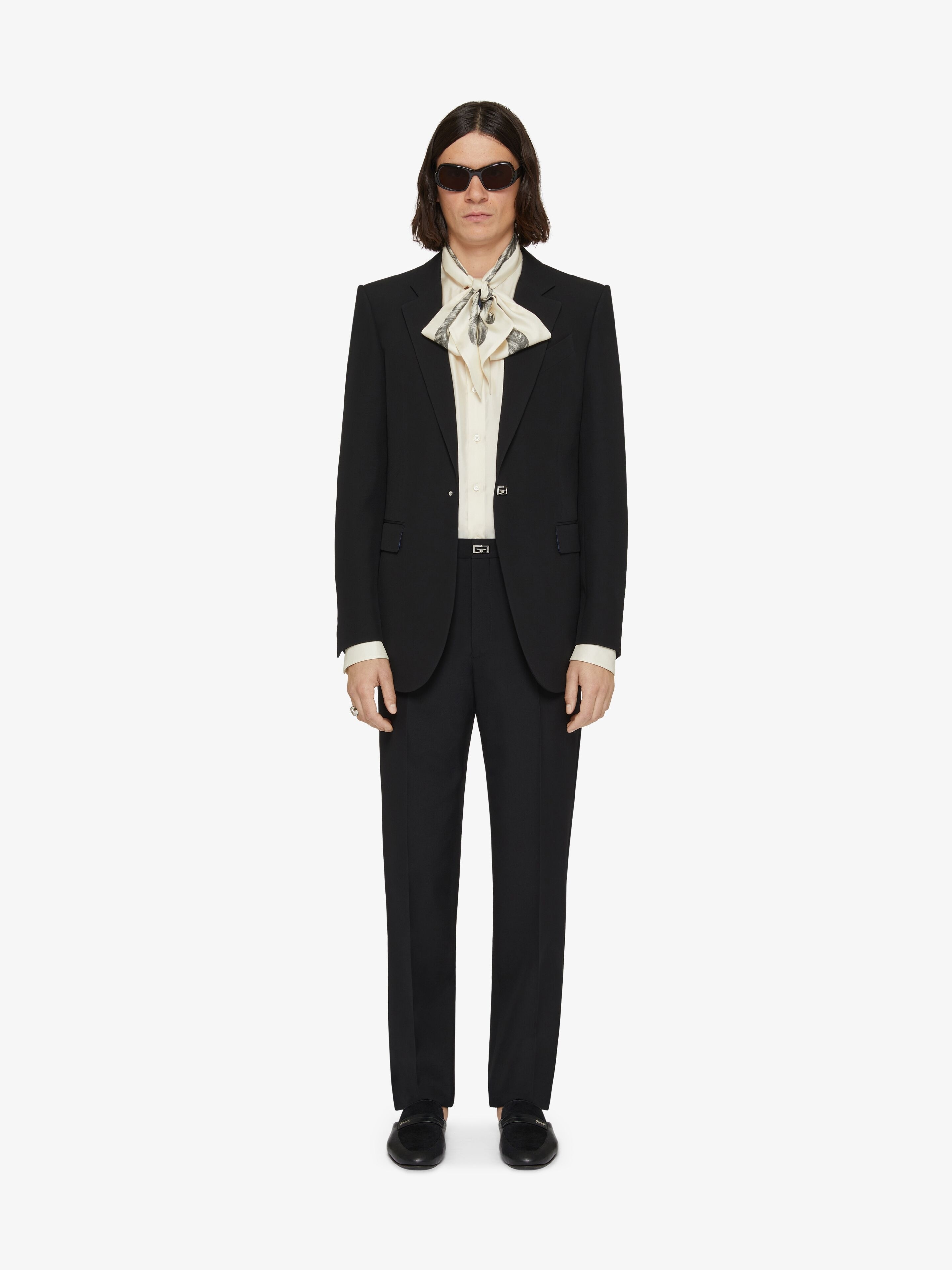 SLIM FIT TAILORED PANTS IN WOOL WITH 2G CLIP - 3