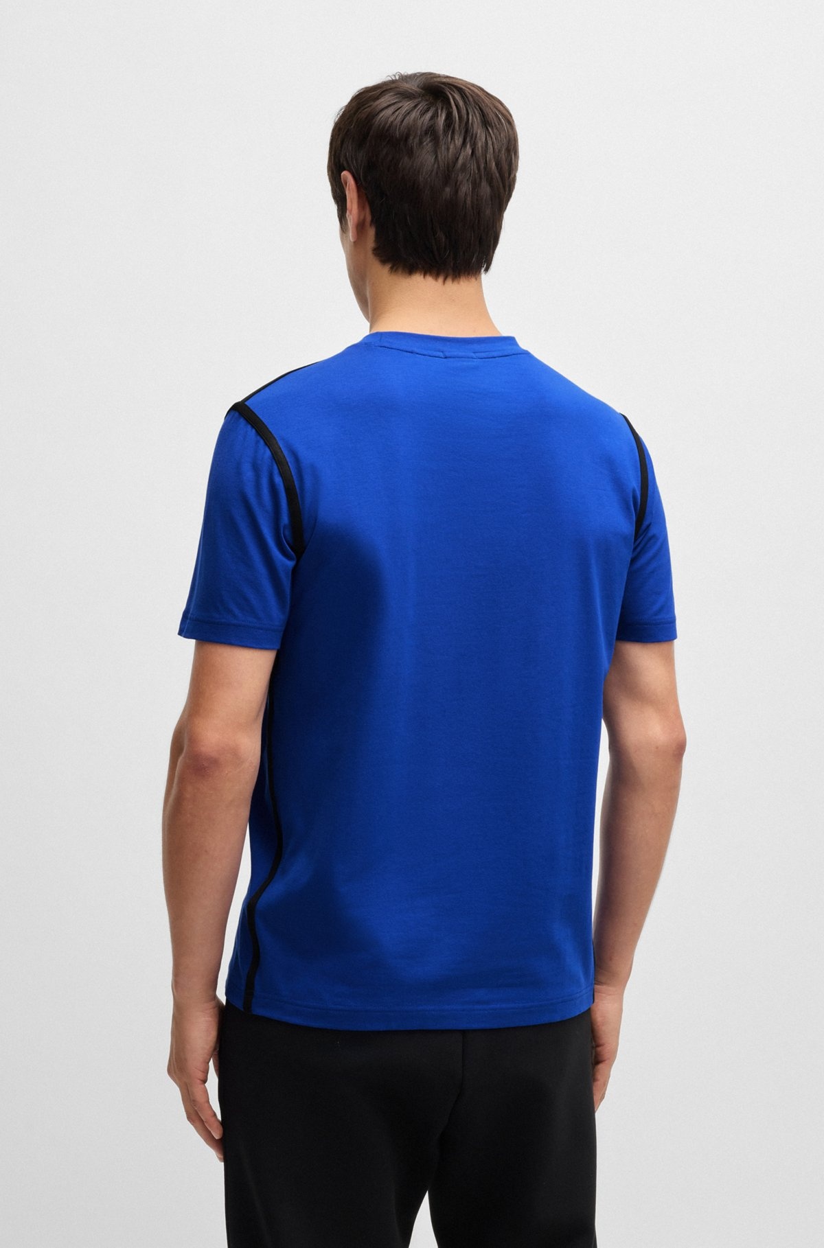 STRETCH-COTTON T-SHIRT WITH TAPE TRIMS - 5