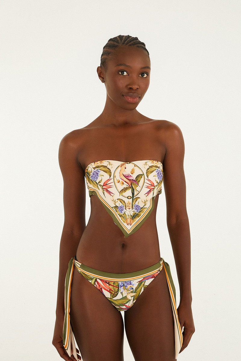 Light Blush Strelitzia Cropped Bikini Top 4