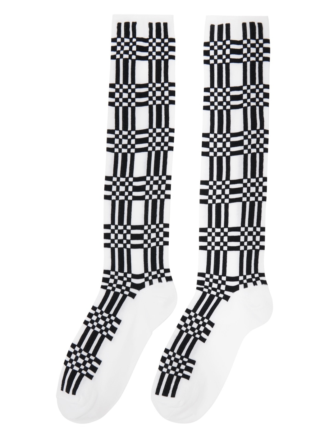 White & Black Check Socks - 2