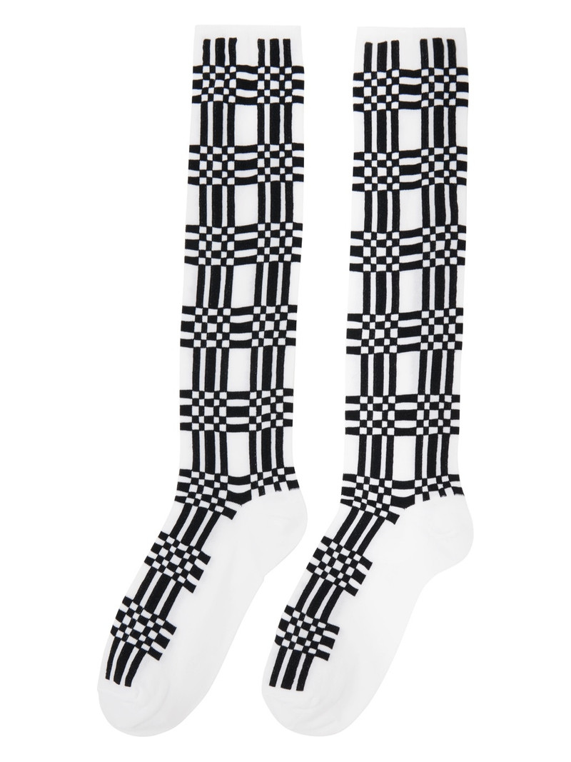 Marni White & Black Check Socks outlook