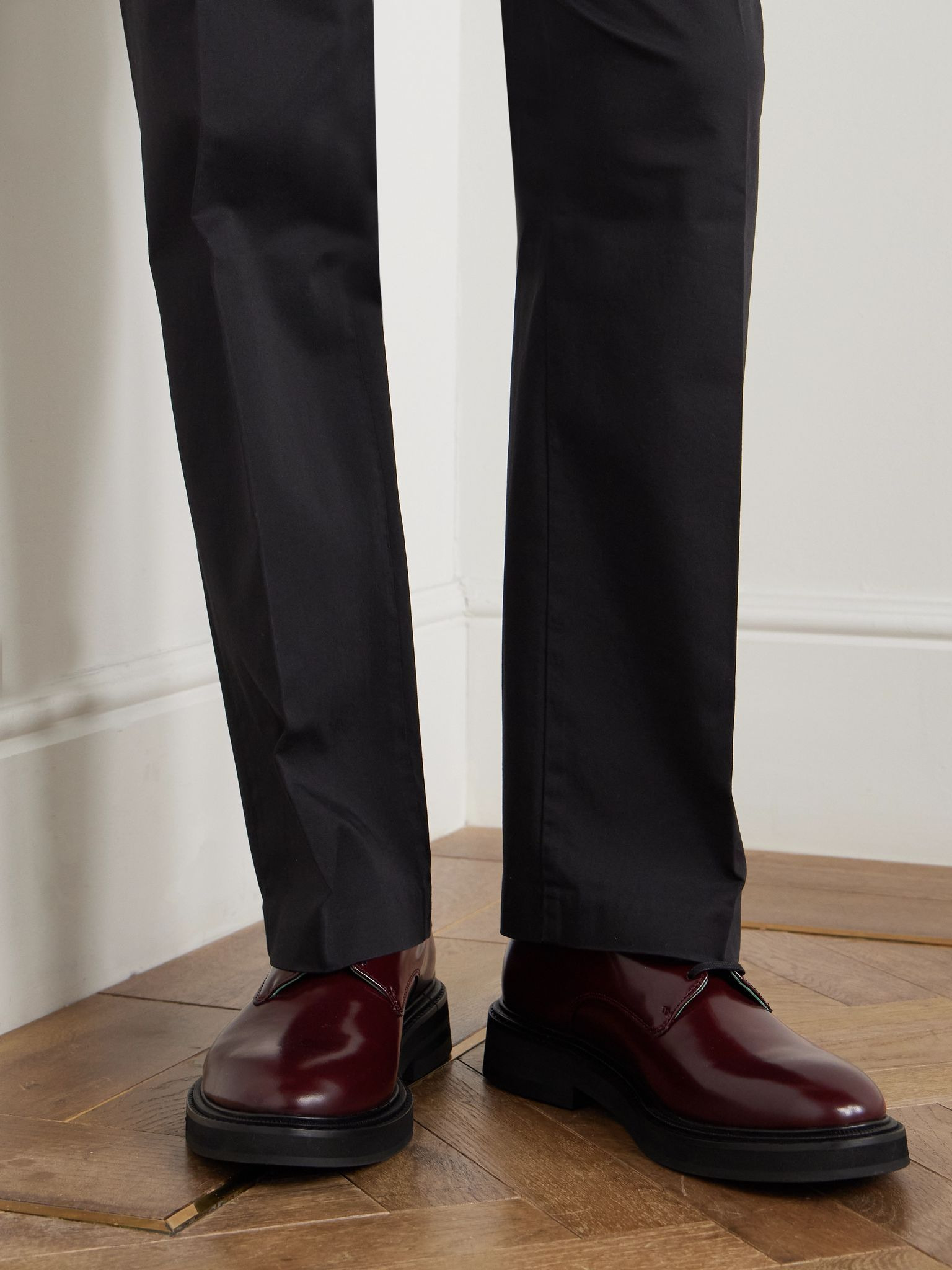 Officer Polished-Leather Derby Shoes Burgundy - 2