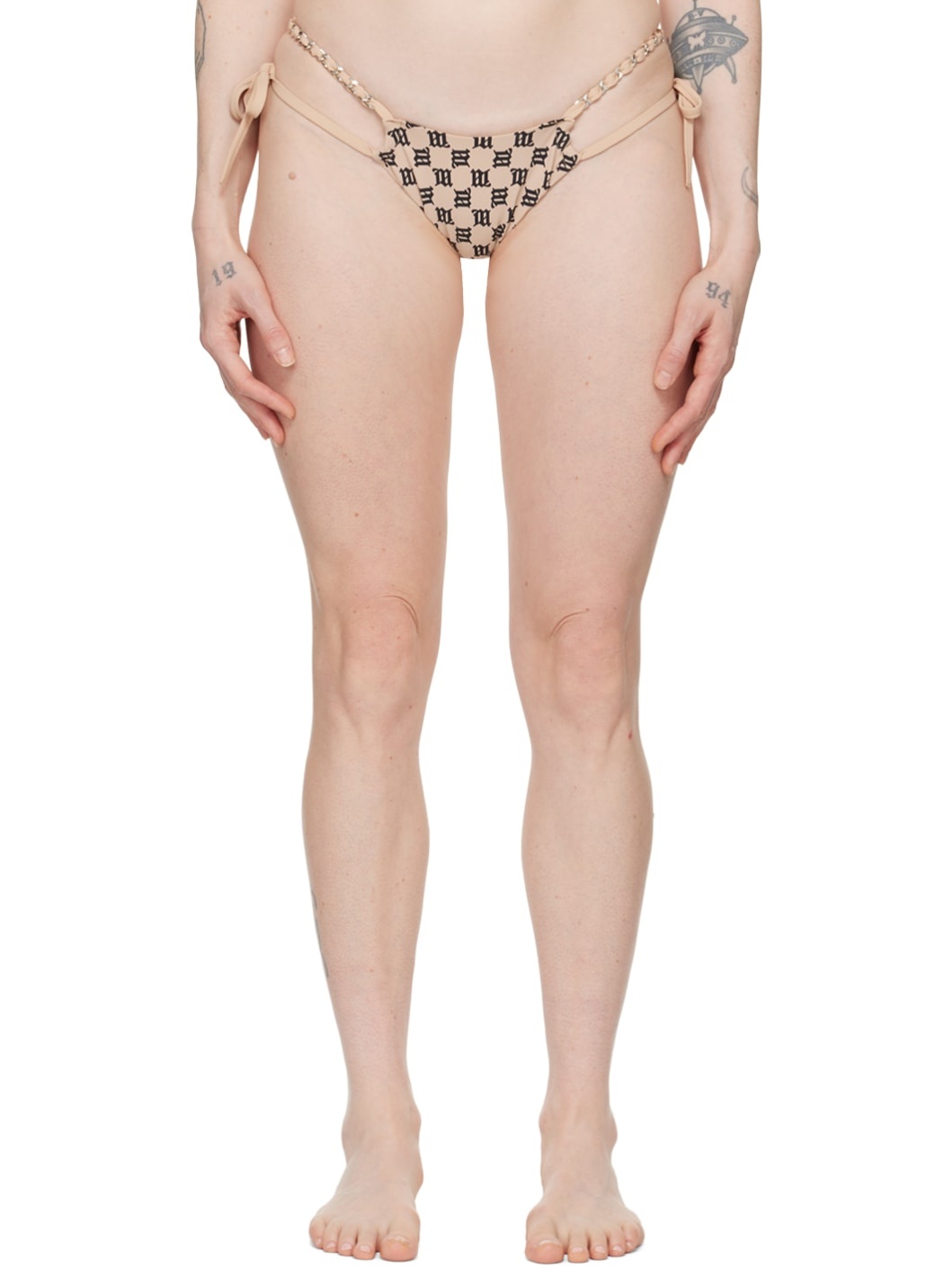 SSENSE Exclusive Beige Monogram Bikini Bottom - 1