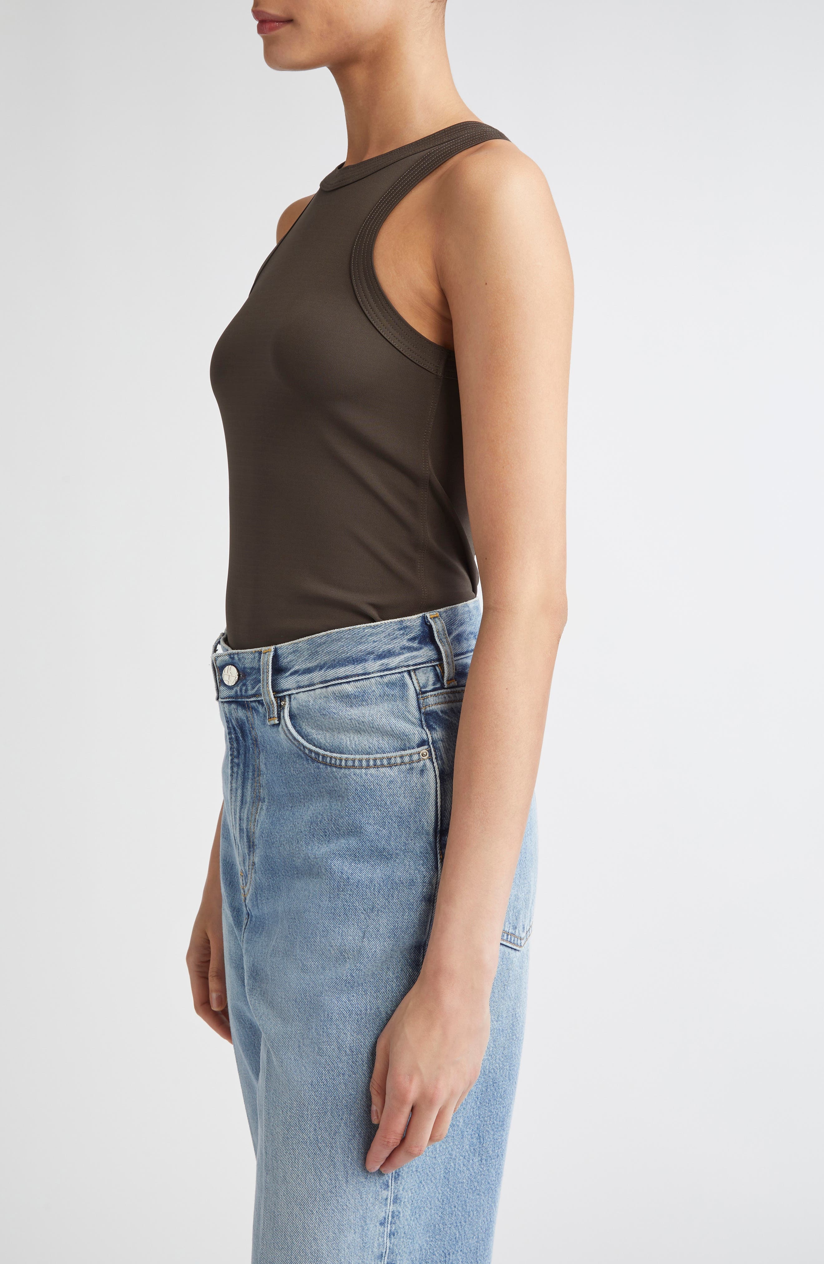 TOTEME Fluid Jersey Tank Top in Pepper at Nordstrom - 4