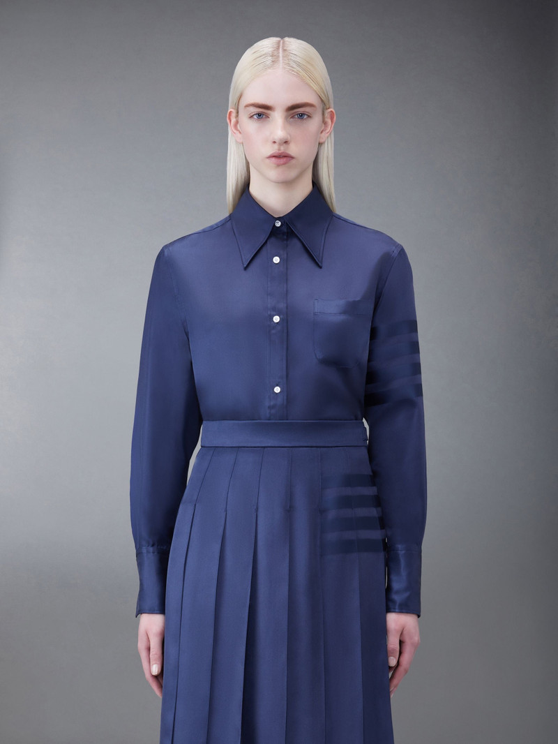 Silk Twill 4-Bar Oversized Shirt - 1