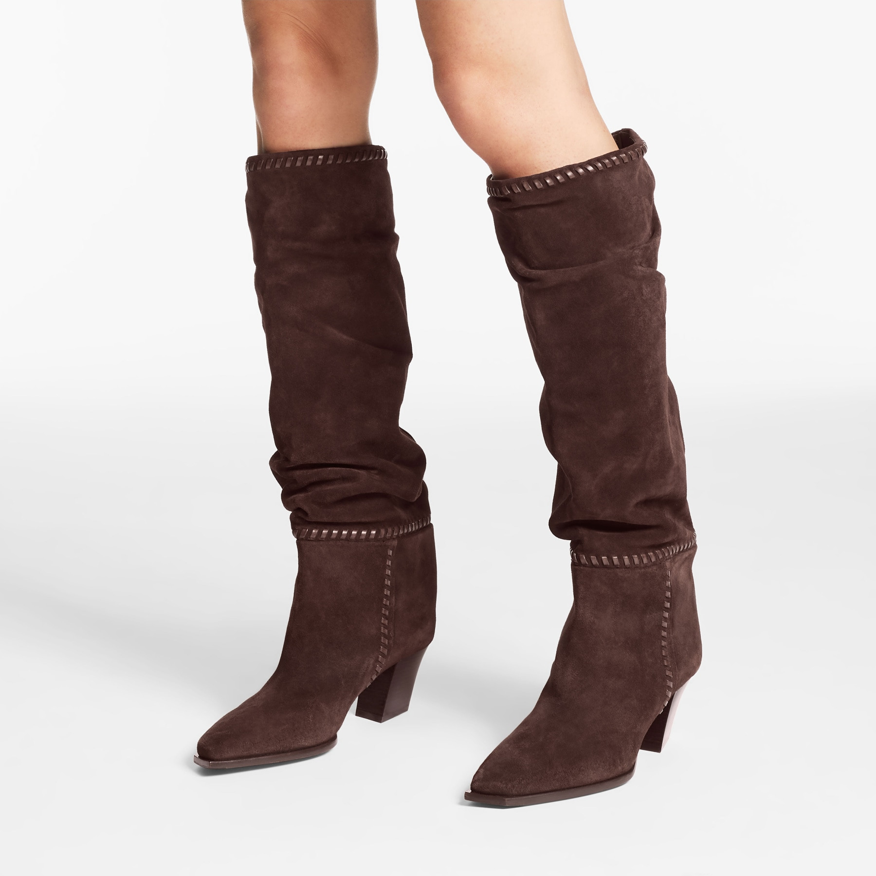 Hart Stitch Knee Boot 60
Chocolate Suede Knee High Boots - 2
