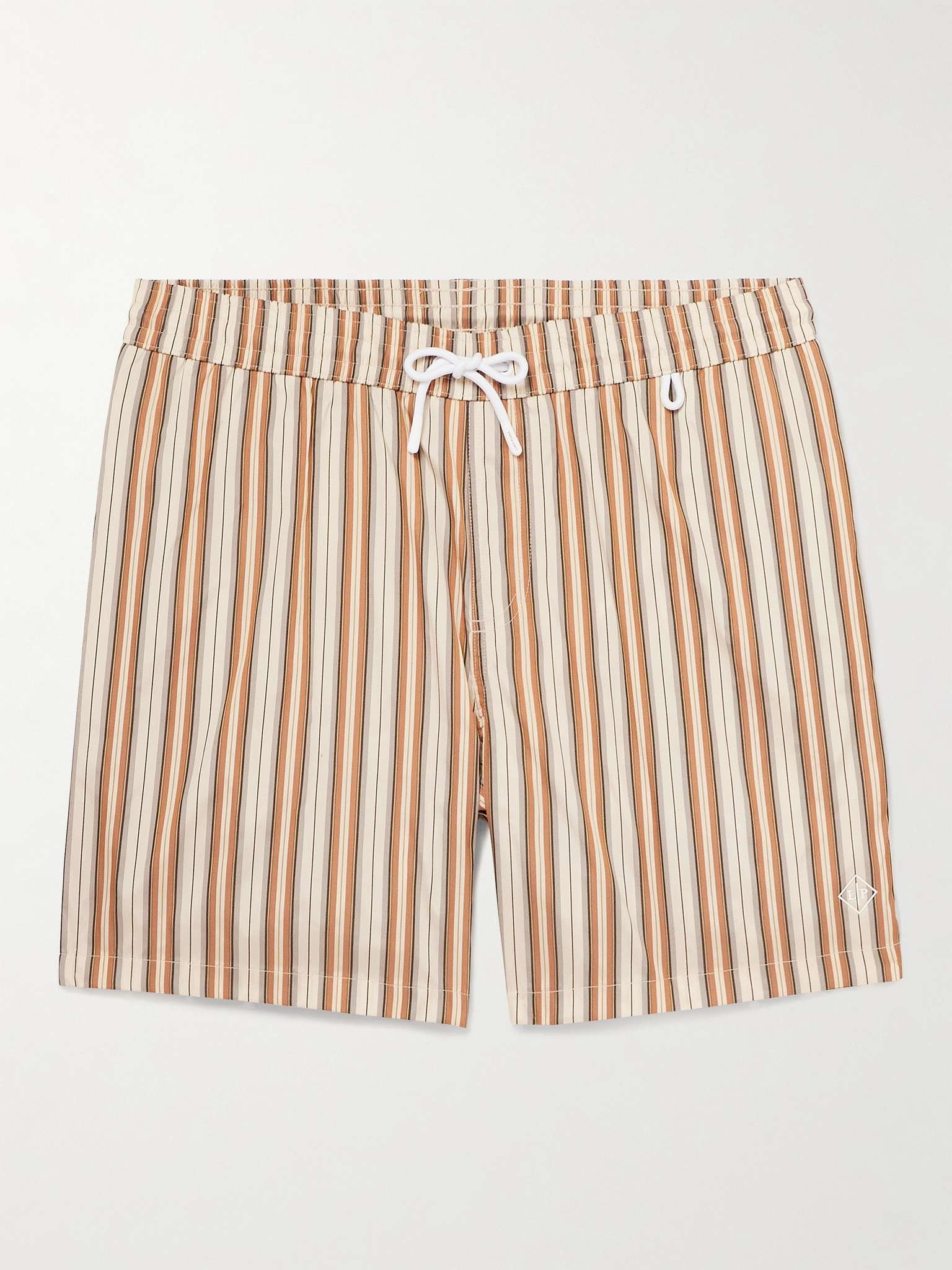 Bay Straight-Leg Mid-Length Striped Swim Shorts - 1