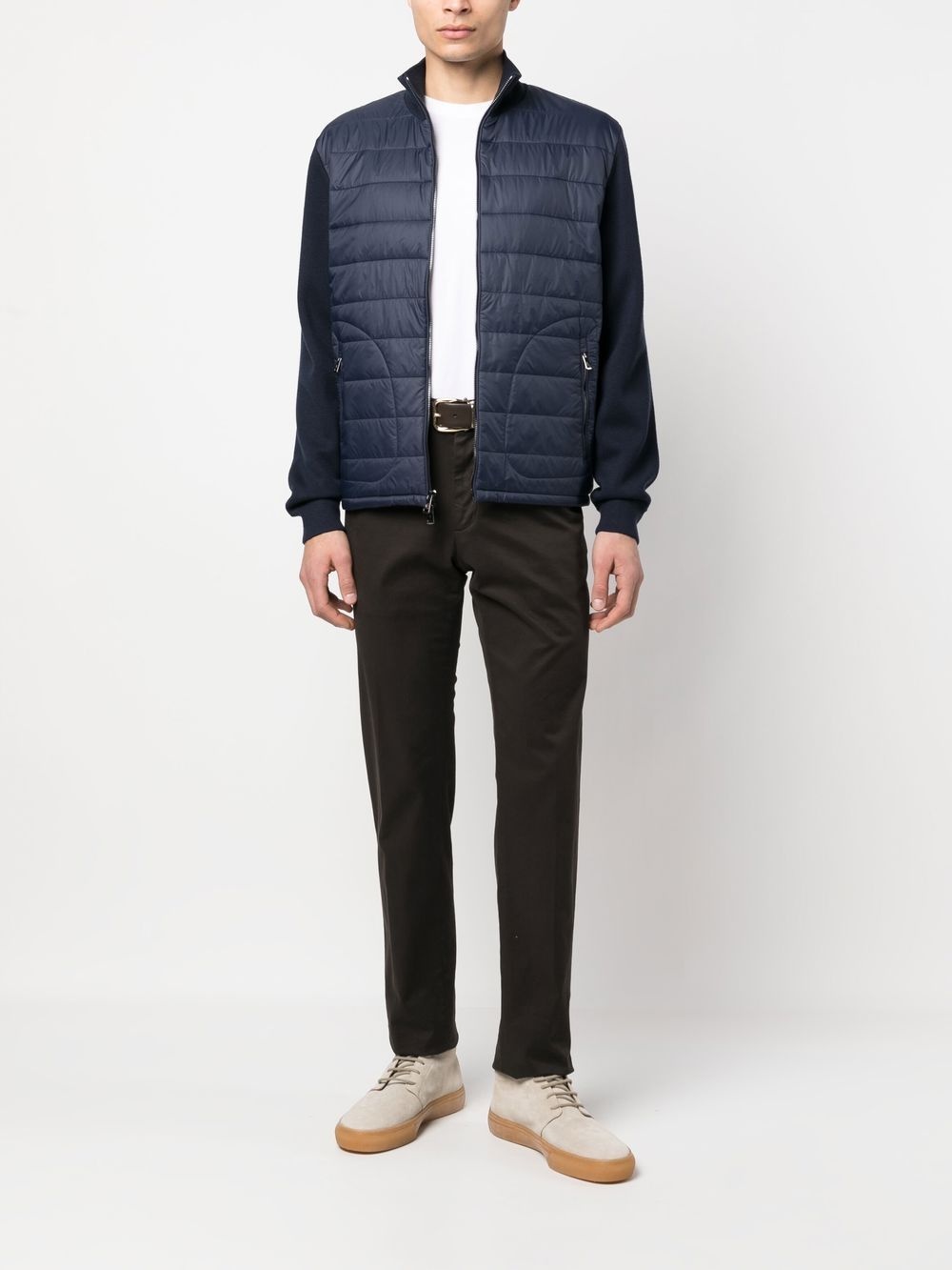 zip-front padded-panel sweater - 2