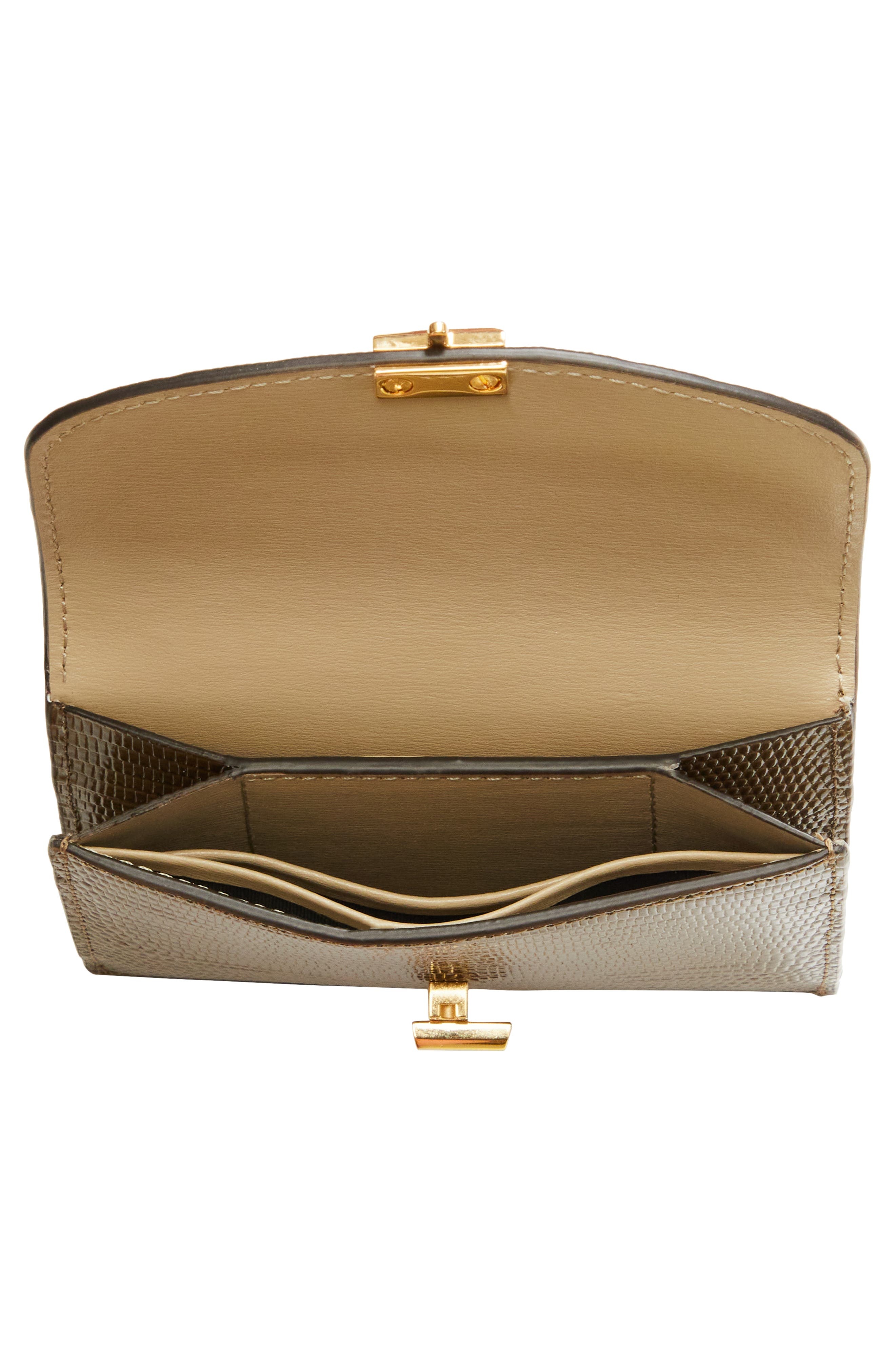 TOTEME T-Lock Lizard Embossed Leather Card Holder in Dark Olive at Nordstrom - 2