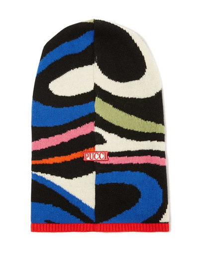 PUCCI Marmo-intarsia wool balaclava beanie outlook