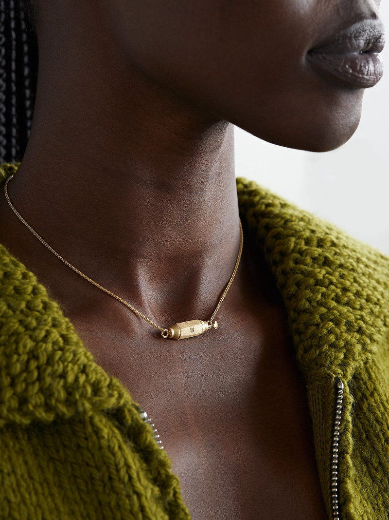 MARIE LICHTENBERG Micro Coco Locket 18-karat Gold Diamond Necklace outlook