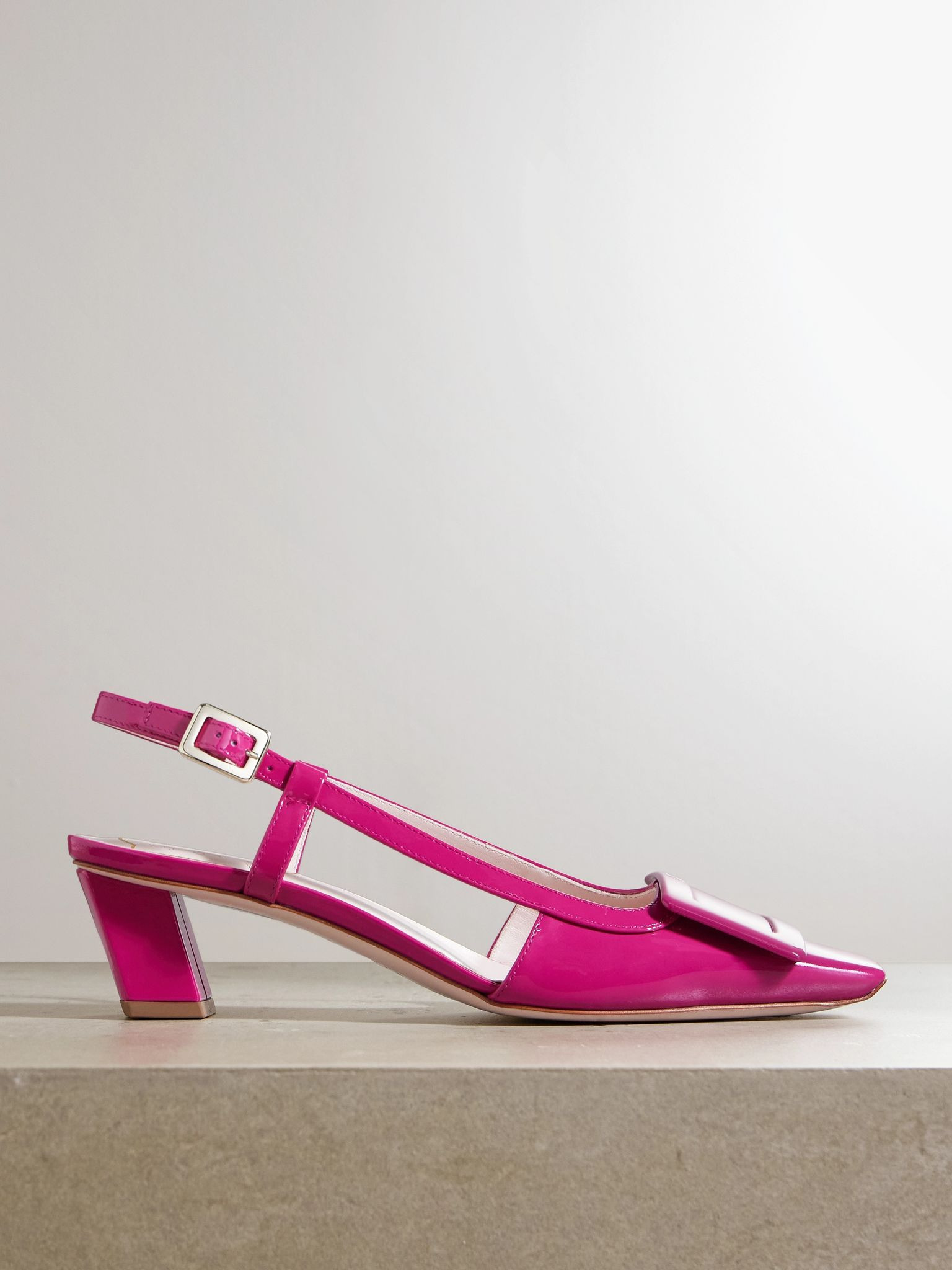 45 patent-leather slingback pumps Pink - 1