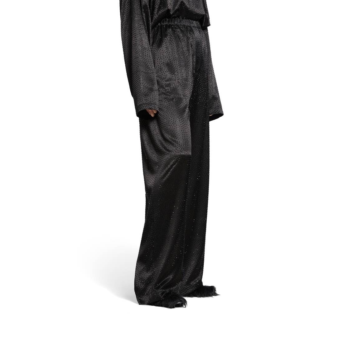 Women's Rhinestone Pyjama Pants in Black - 5