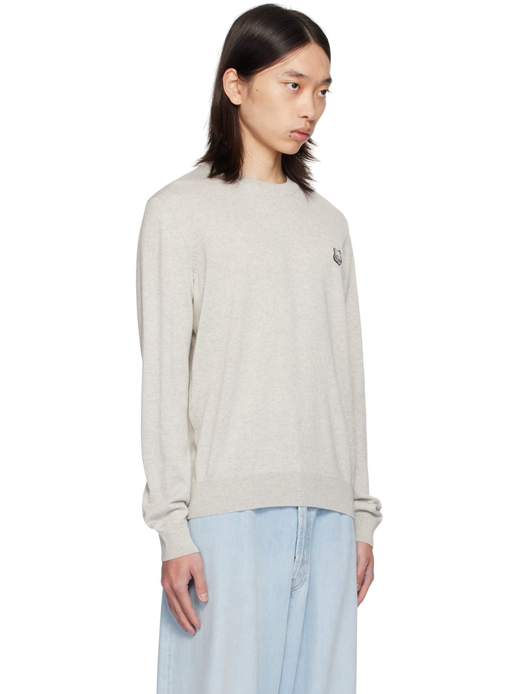Gray Bold Fox Head Sweater - 2