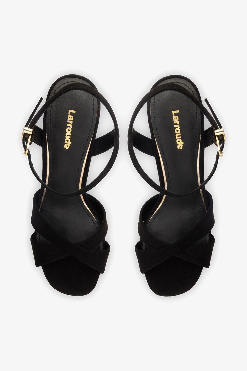 Bianca High Platform Sandal In Black Suede 6