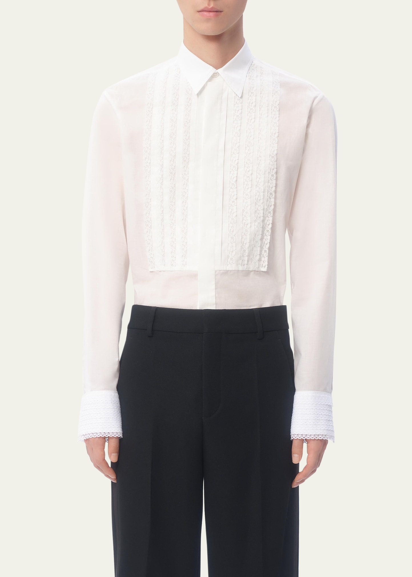 Men's Lace-Plastron Tuxedo Shirt - 2