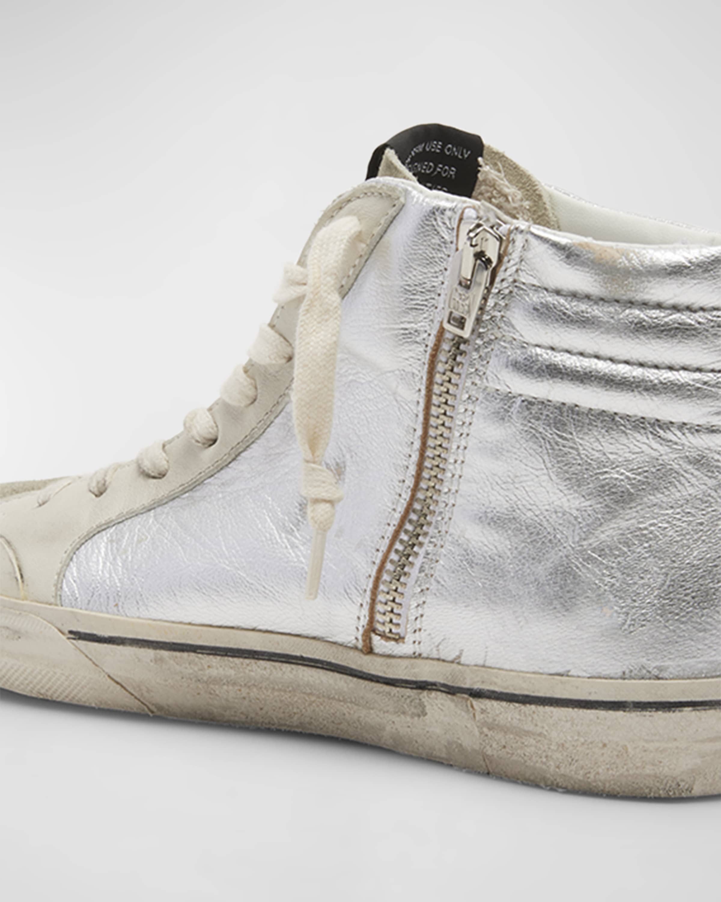 Slide Mid-Top Metallic Leather Sneakers - 4