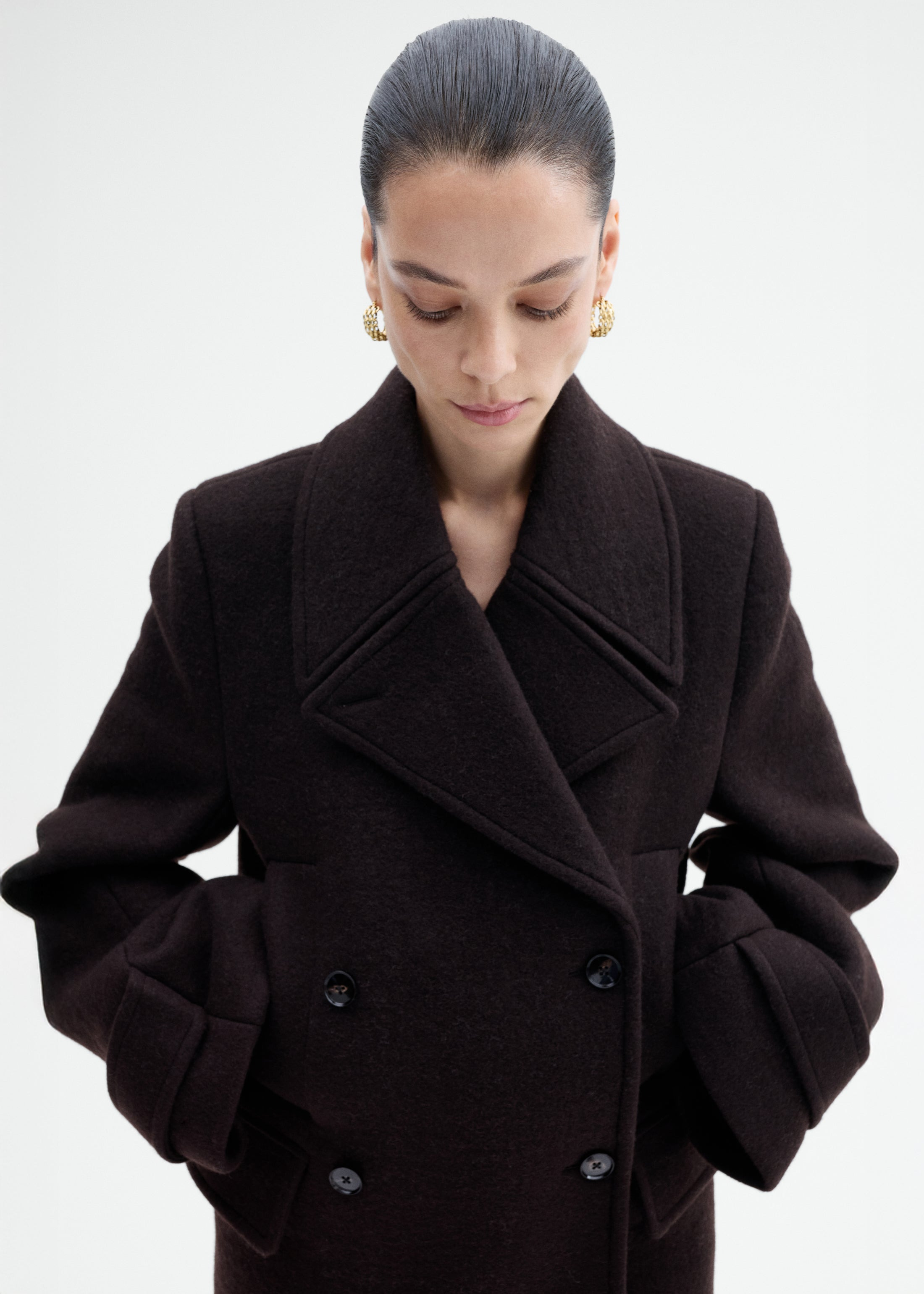 Double Faced Wool Peacoat - 3
