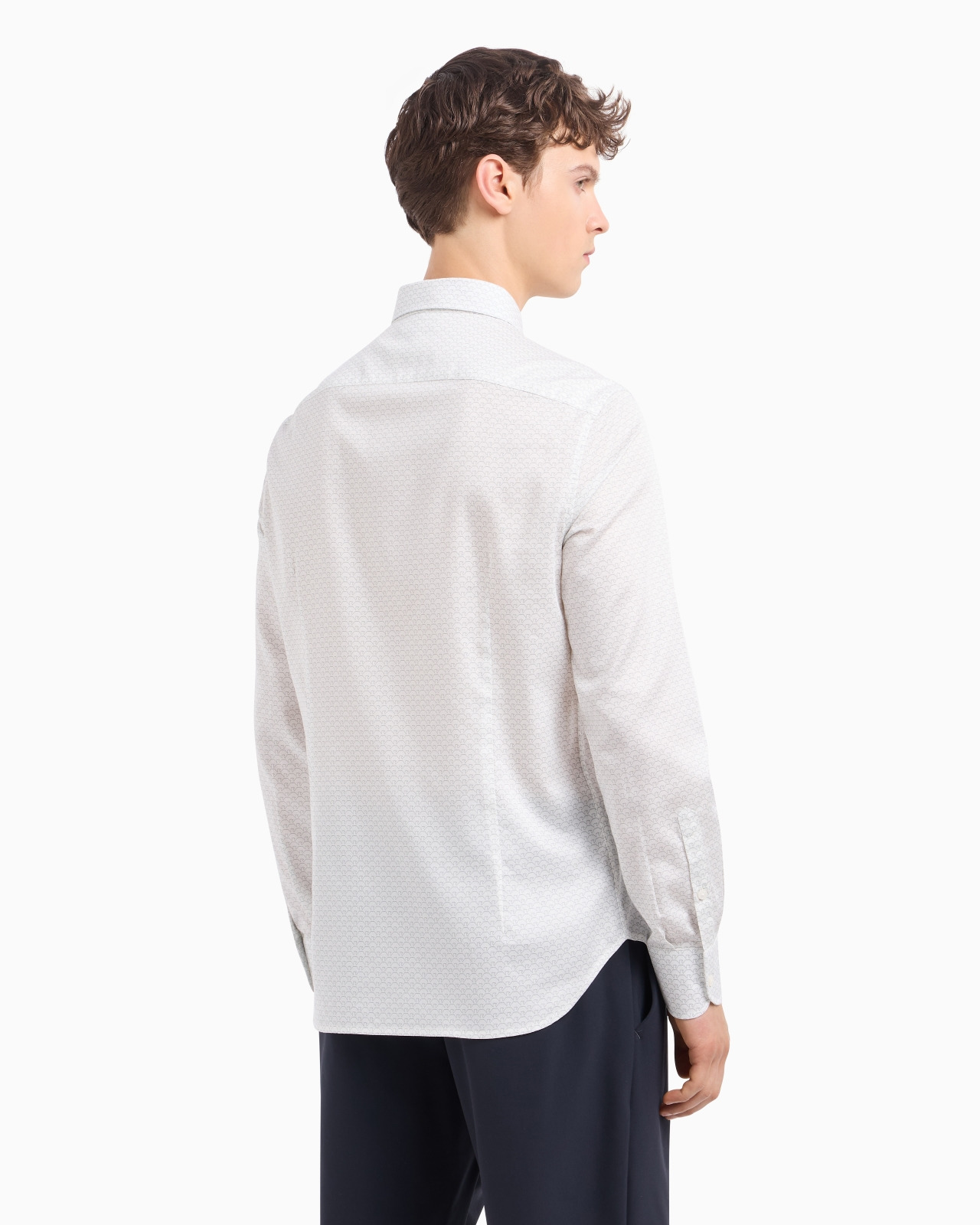 Cotton shirt with all-over logo print - 3