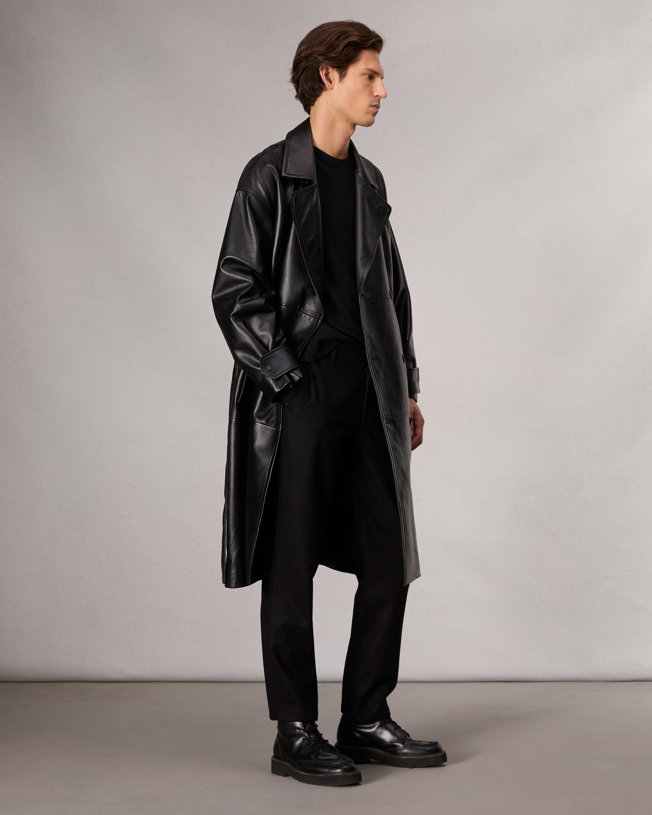 Tyler Leather Trench Coat - 4