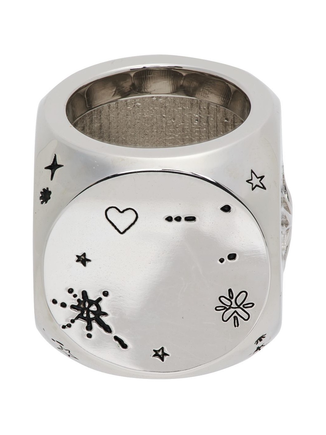 Silver Logo & Graphic Dice Ring - 5