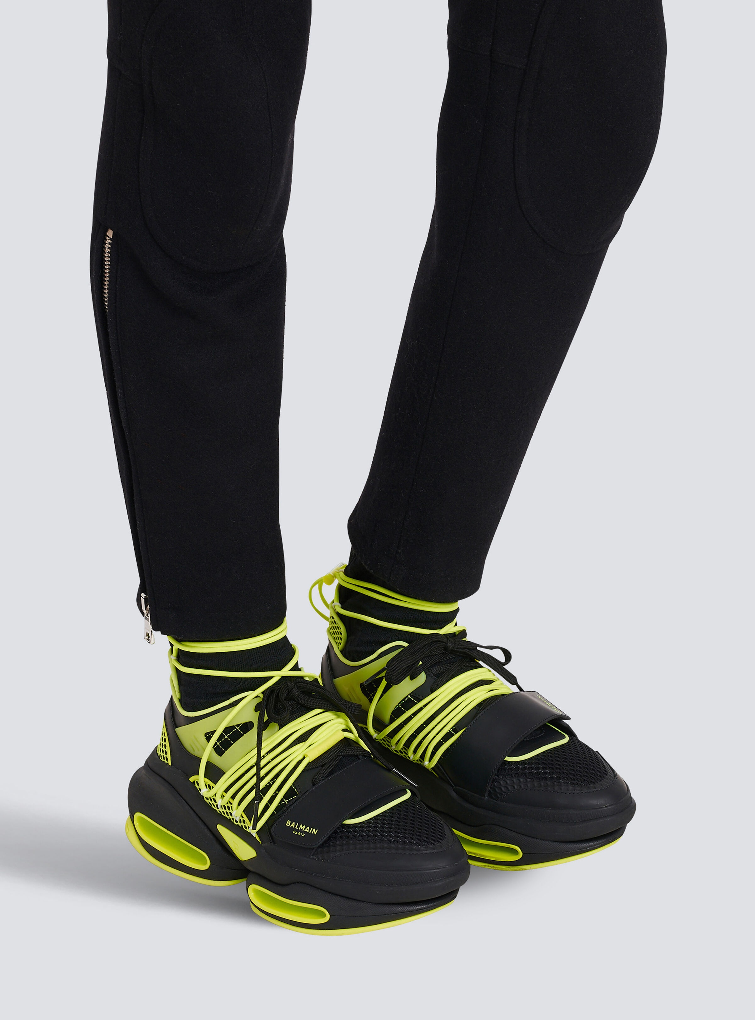 Bicolor knit and mesh B-Bold high-top sneakers - 8