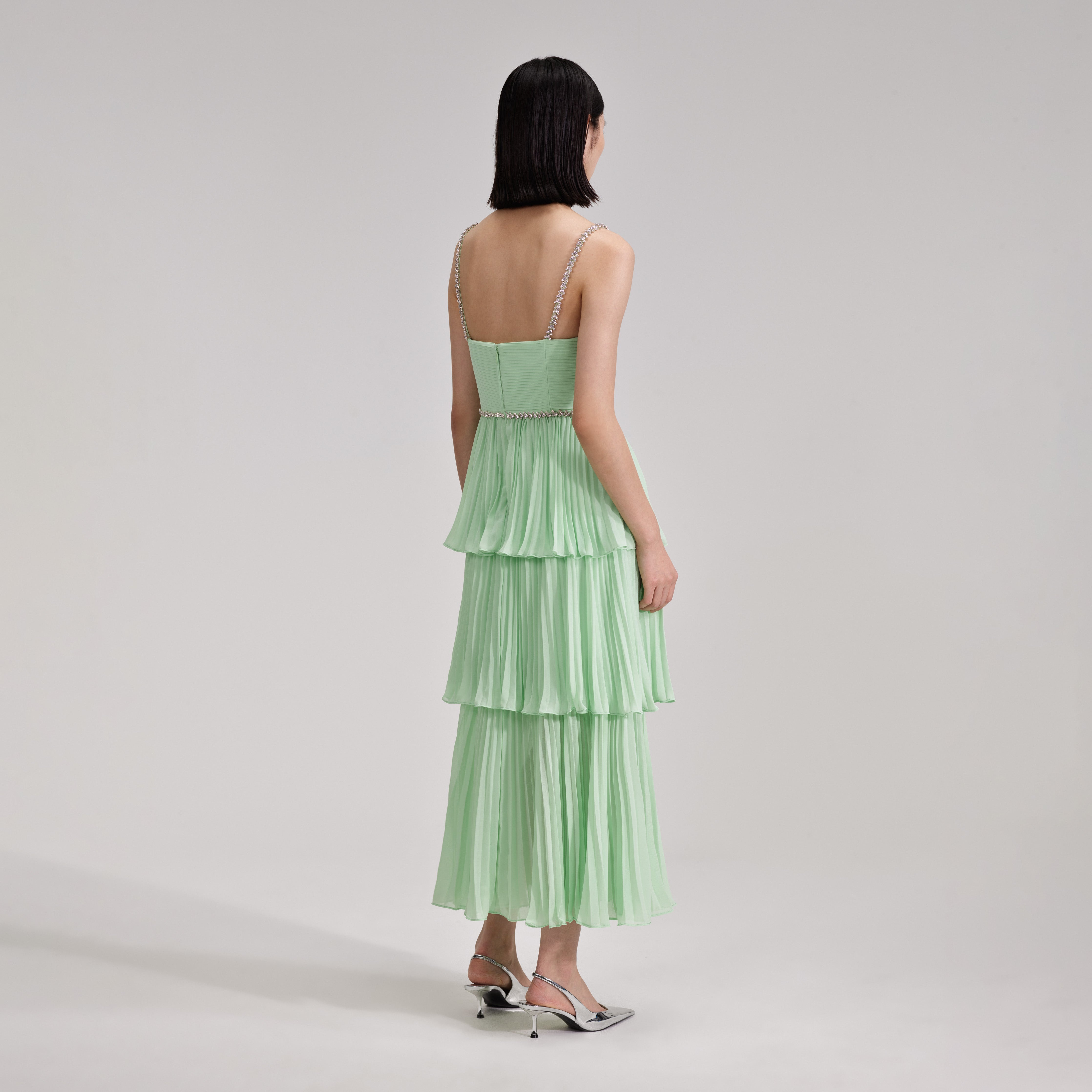 Green Contour Print Maxi Dress