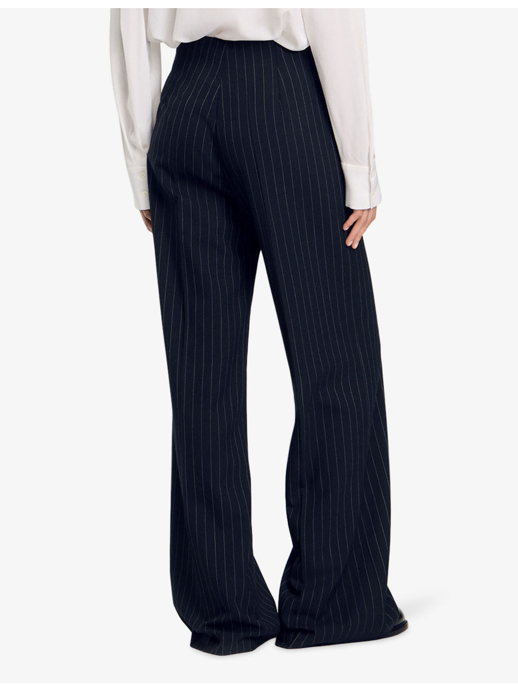 Pinstriped straight-leg stretch-woven trousers - 4