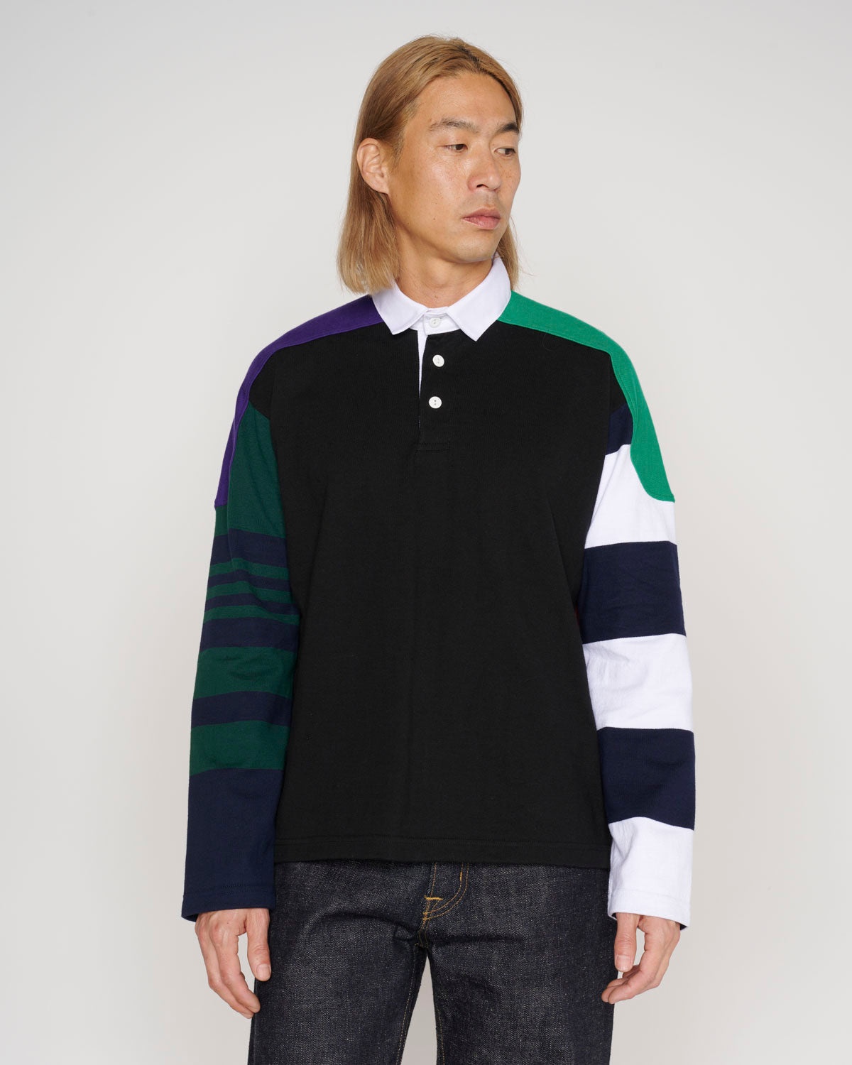 Long Sleeve Rugby Shirt - Black Multi - 4