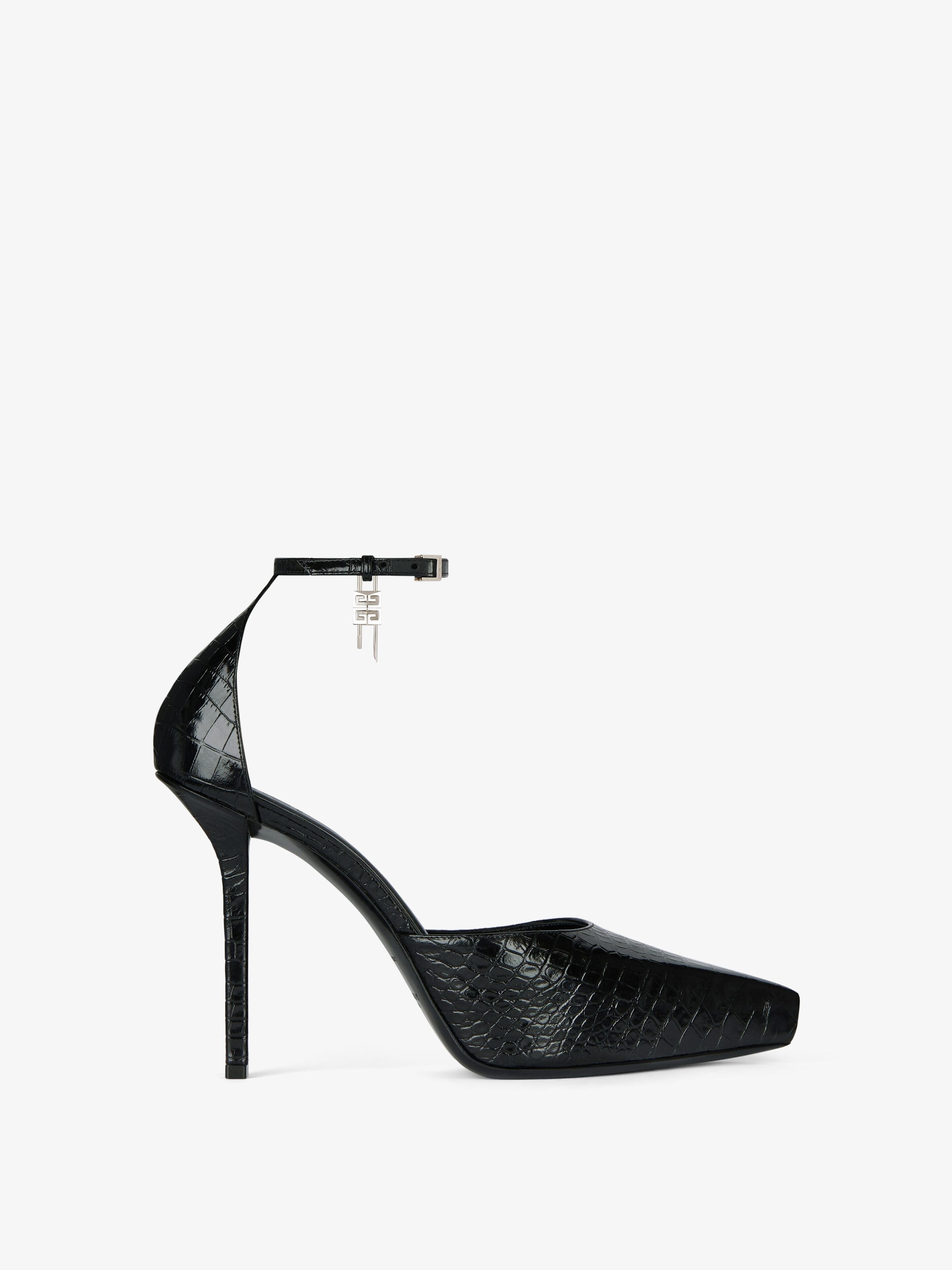 G-LOCK PLATFORM PUMPS IN CROCODILE EFFECT LEATHER - 4