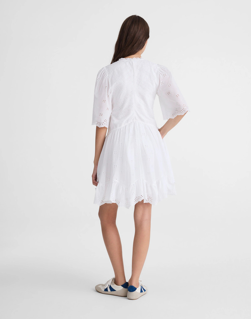 Madewell Eyelet Flutter Sleeve Mini Dress in Cotton outlook