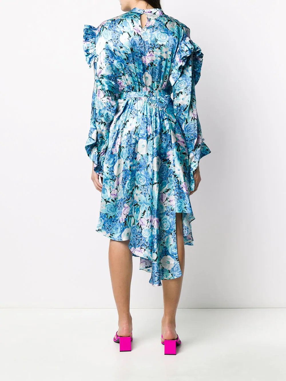 floral print ruffle-trimmed dress - 4