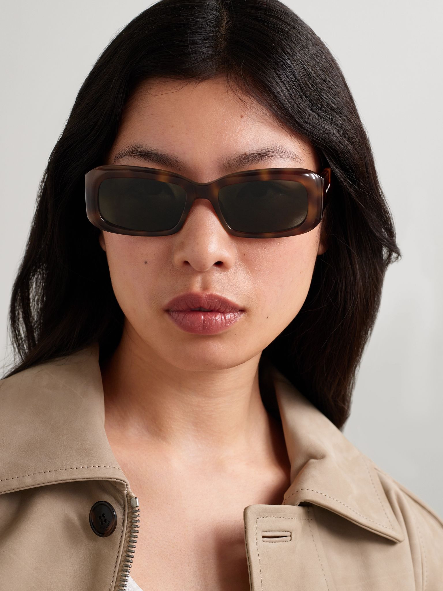 Rectangle-frame tortoiseshell acetate sunglasses Tortoiseshell - 2