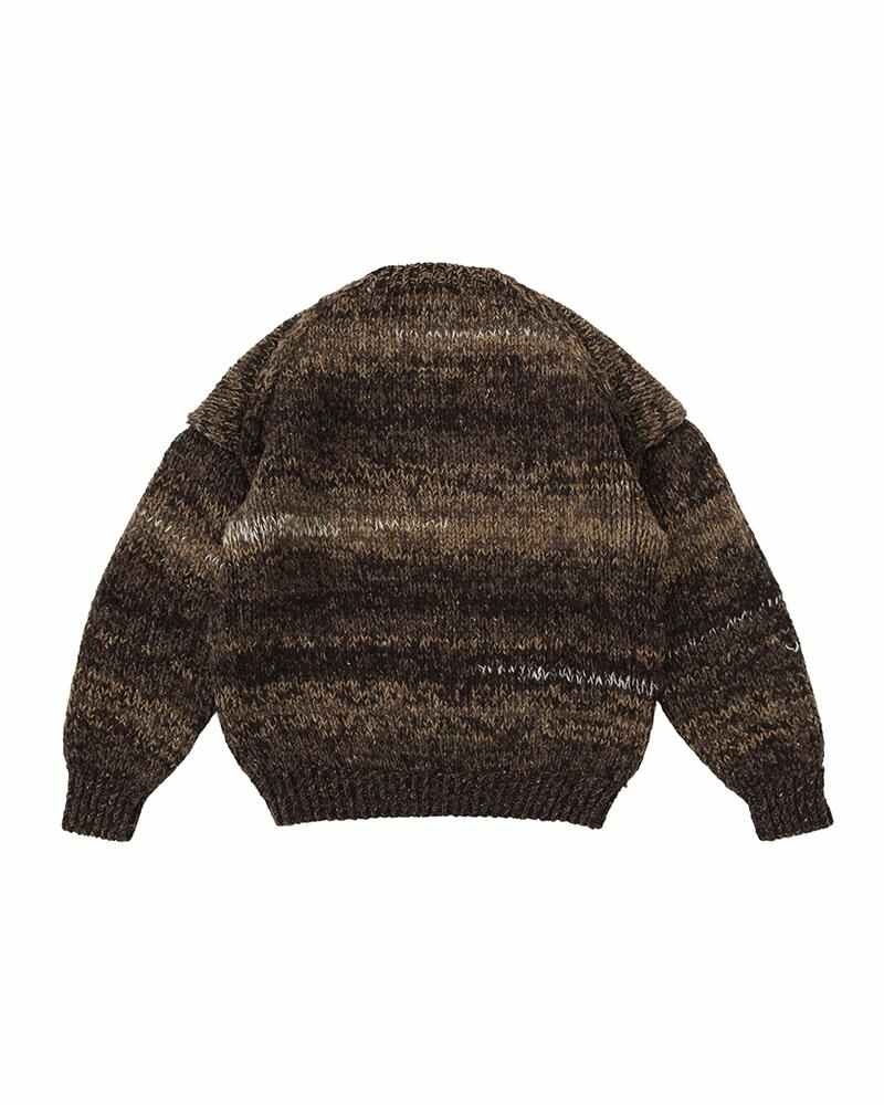 AMPLUS CREW L/S GRADIENT HAND-KNIT BROWN - 2