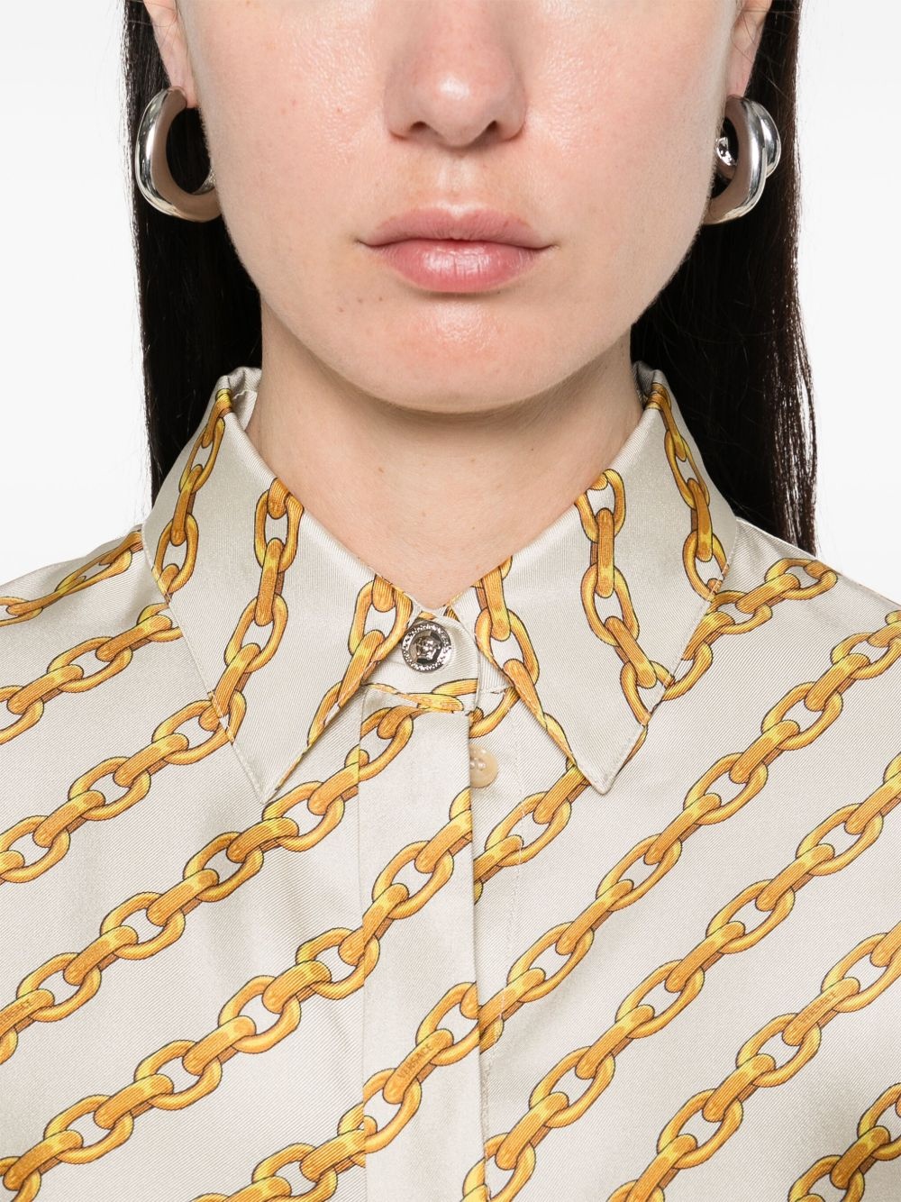 Oblique Chain-print shirt dress - 5