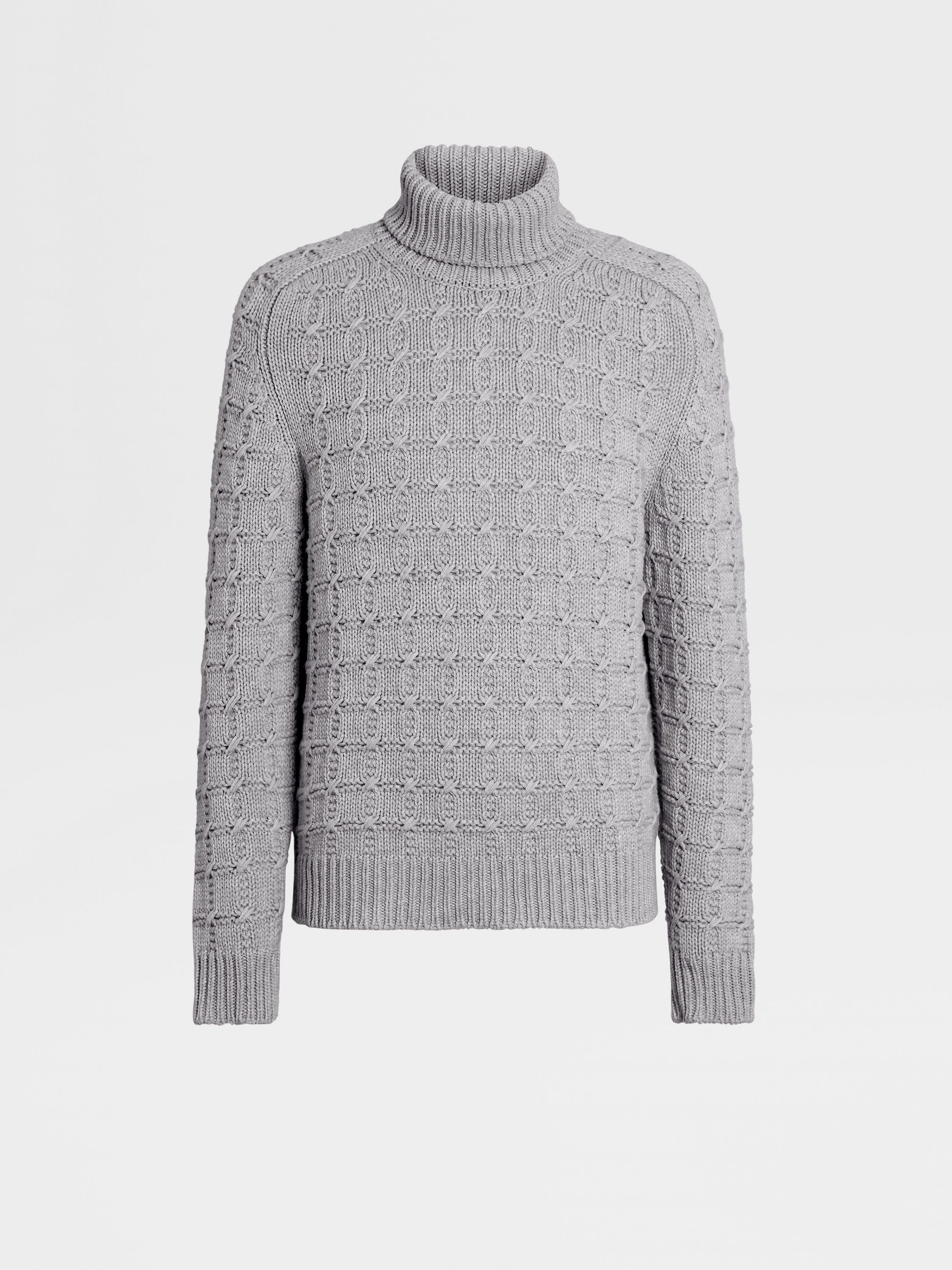 LIGHT GREY MÉLANGE OASI CASHMERE TURTLENECK - 1