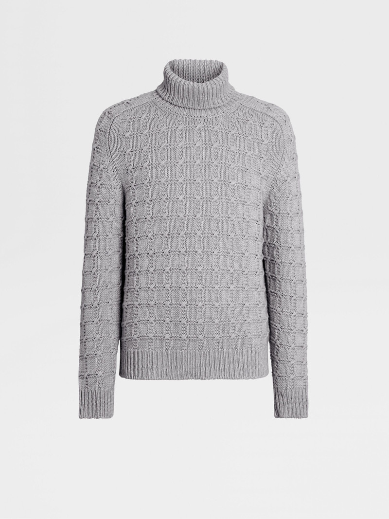 LIGHT GREY MÉLANGE OASI CASHMERE TURTLENECK 1