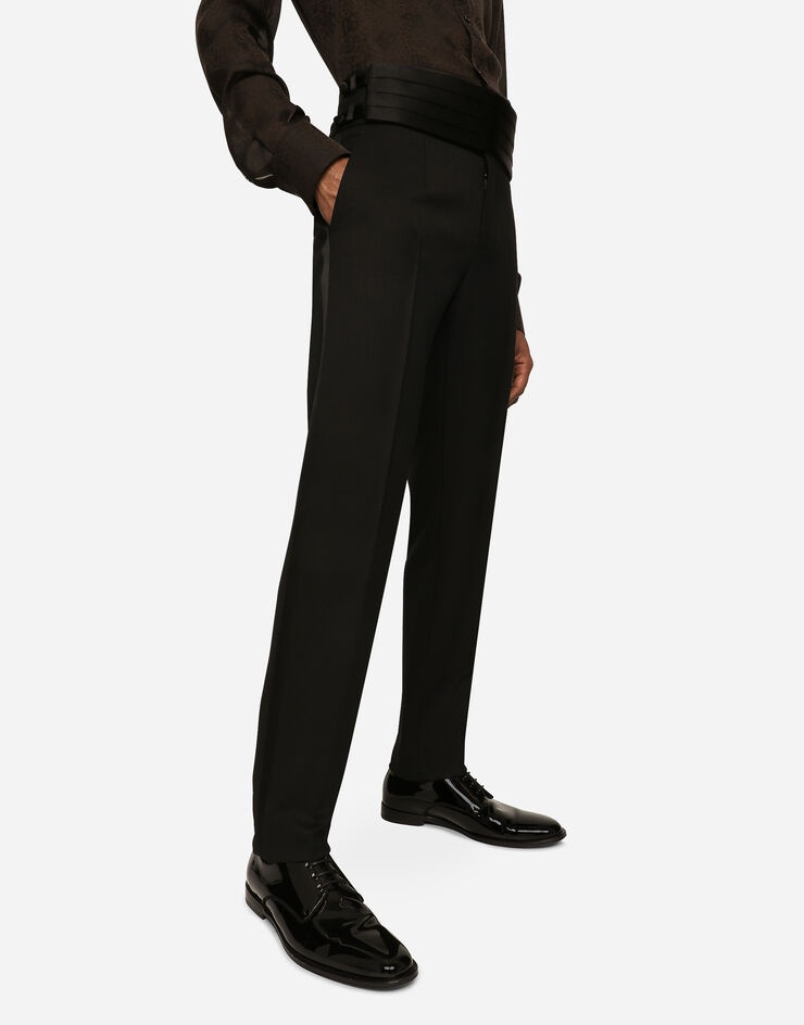 Stretch wool twill tuxedo pants - 4