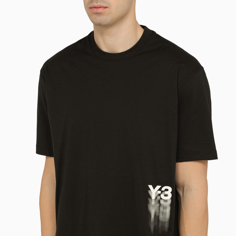 BLACK CREW-NECK T-SHIRT WITH LOGO BLURS - 4