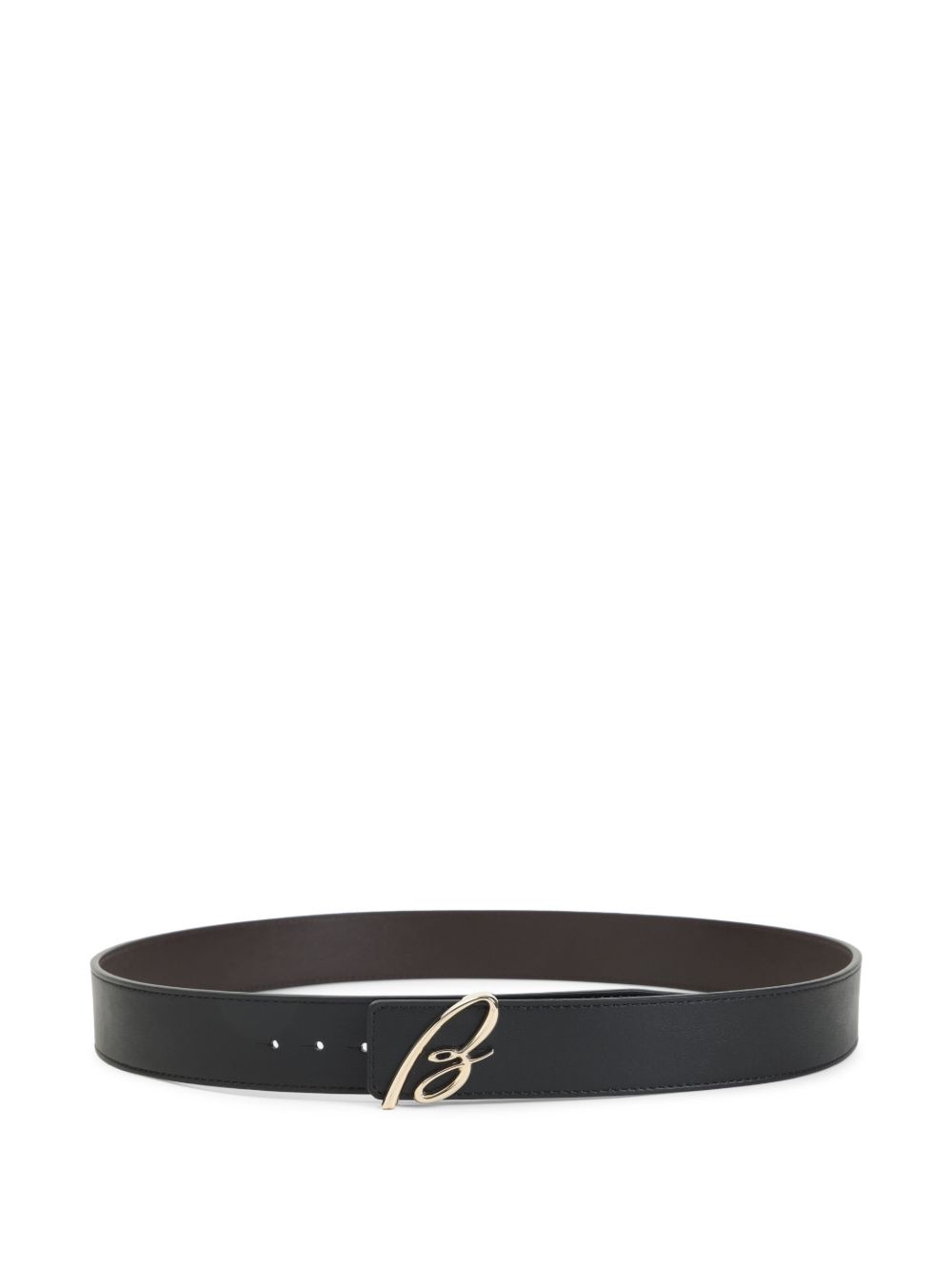 logo-plaque leather belt - 1