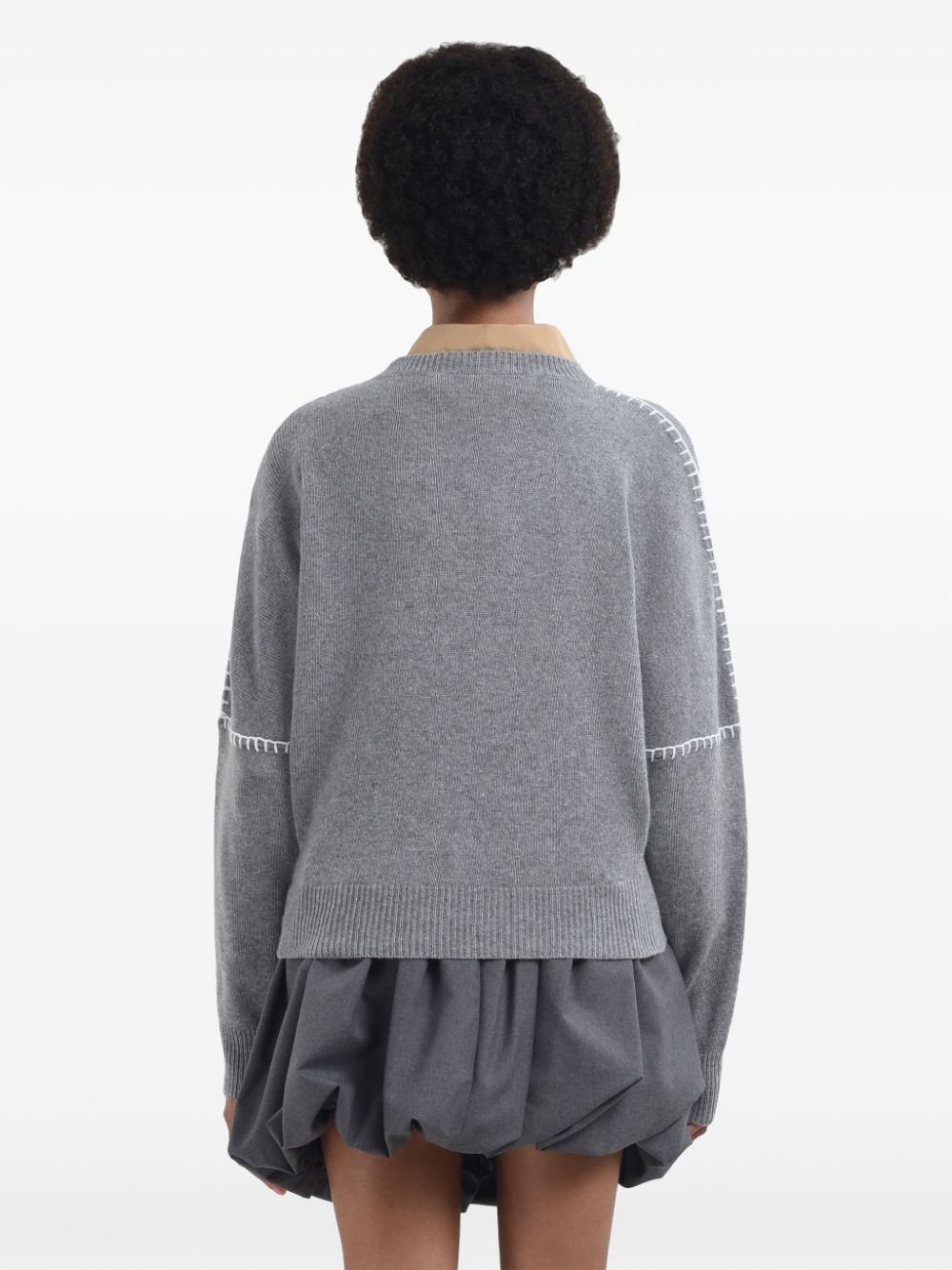 whipstitch-trim sweater - 3