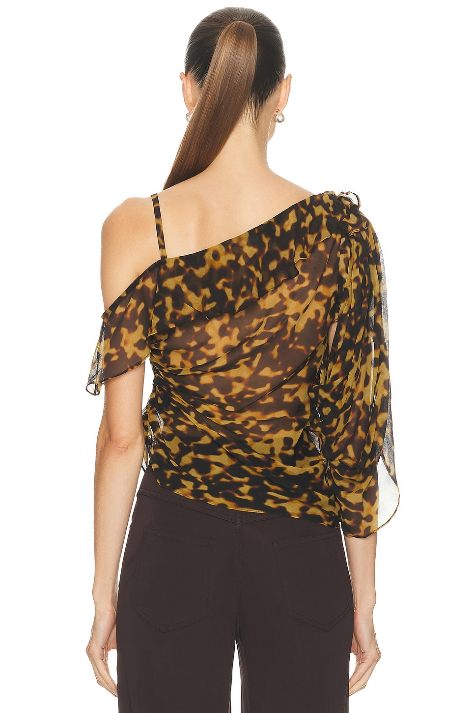 Roule Trimmed Silk Drape Top - 4