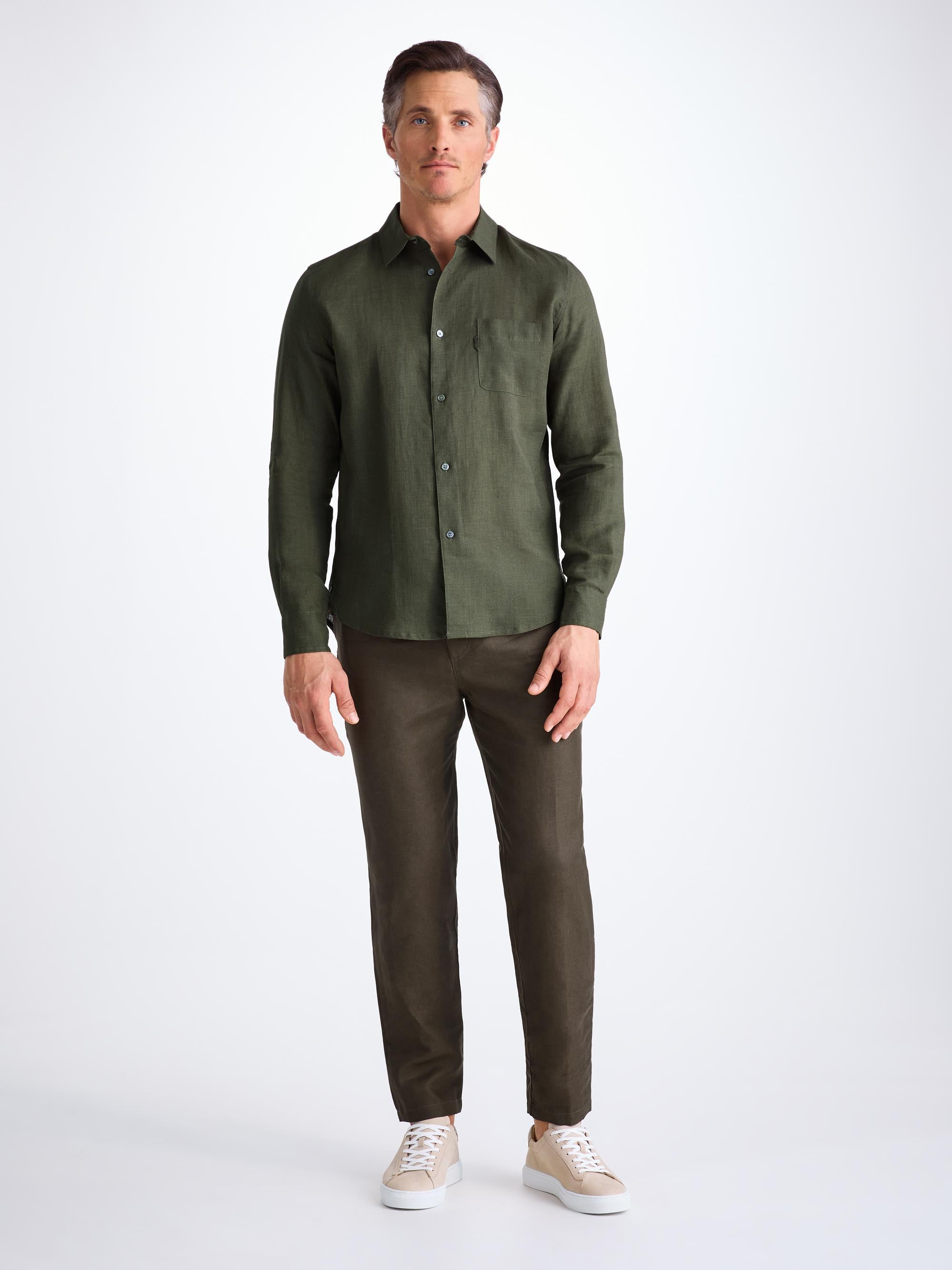 Men's Shirt Monaco Linen Khaki - 3