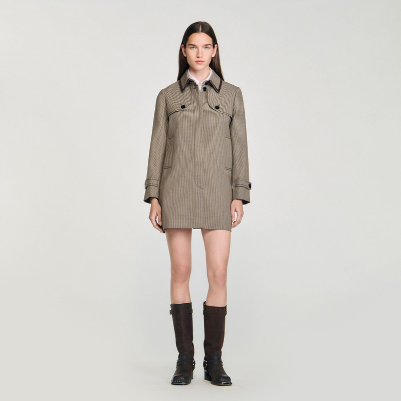 HOUNDSTOOTH TRENCH, LEATHER COLLAR 3