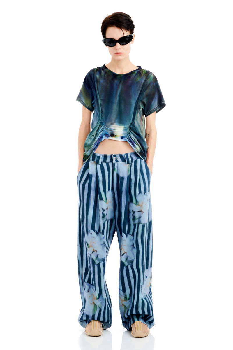 WAVY NAVY FLOWER STRIPE CATCHFLY PANT 1