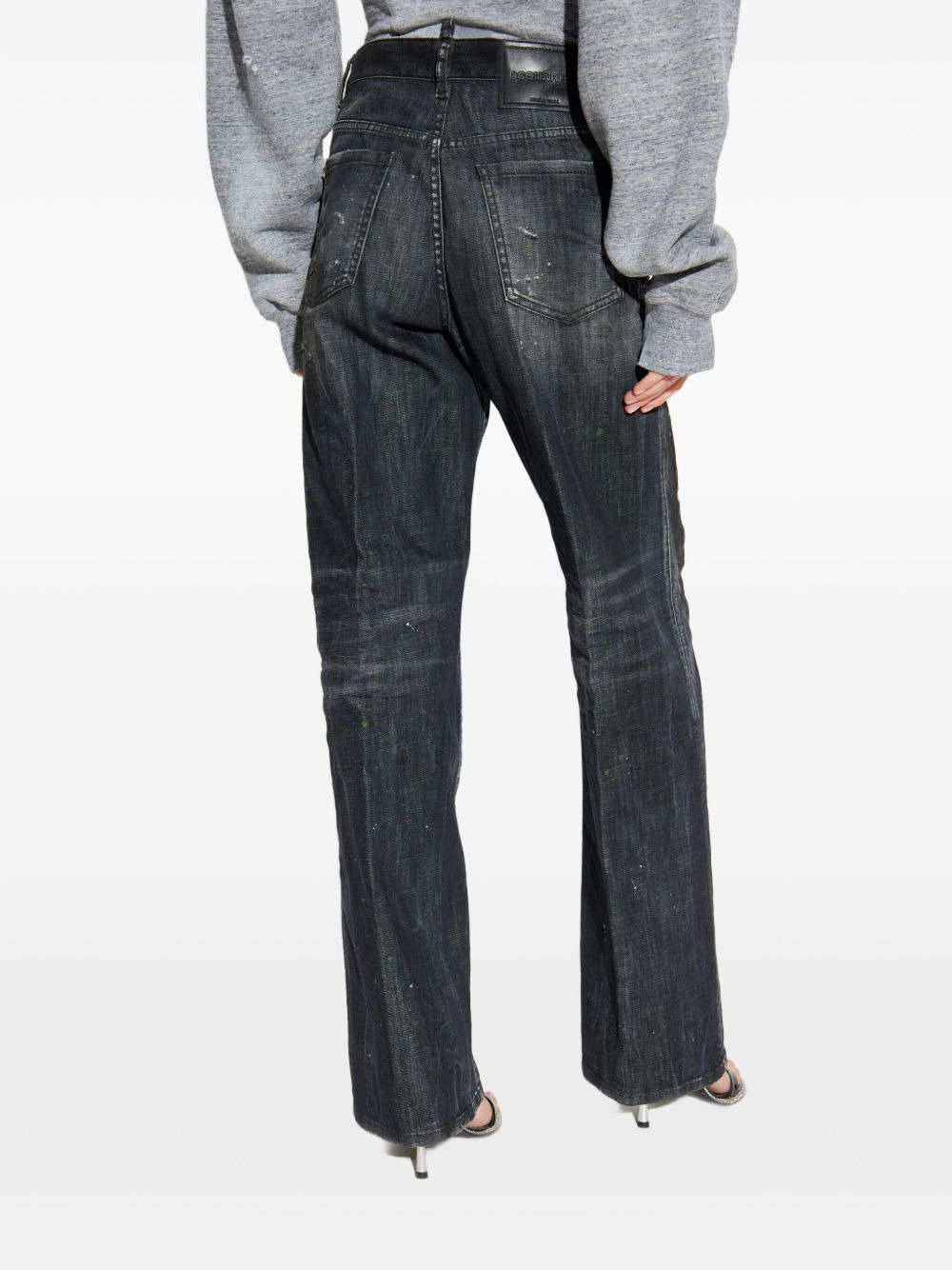 paint-splatter distressed jeans - 4