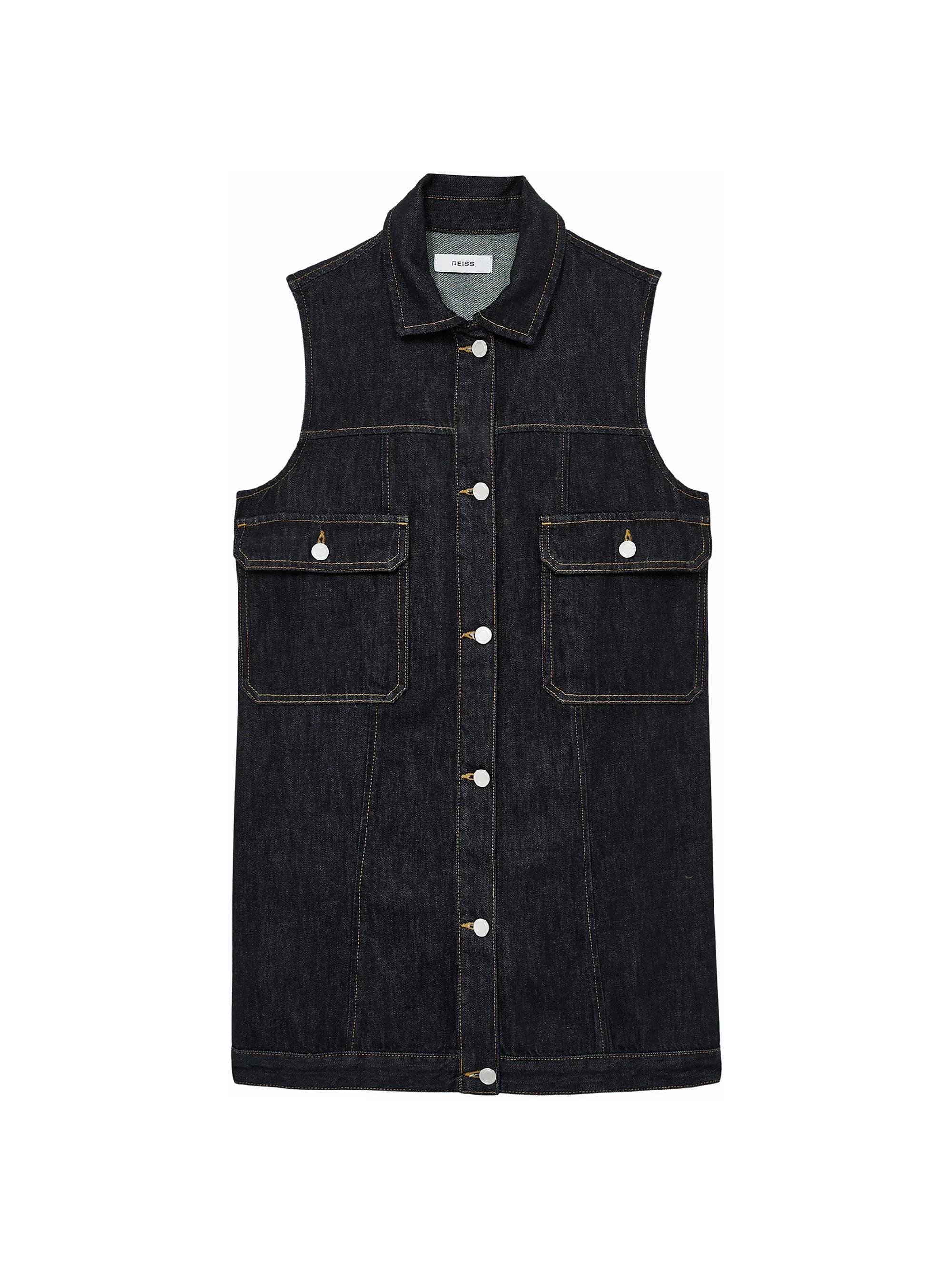 Women's Sleeveless Denim Minidress - Indigo - 1