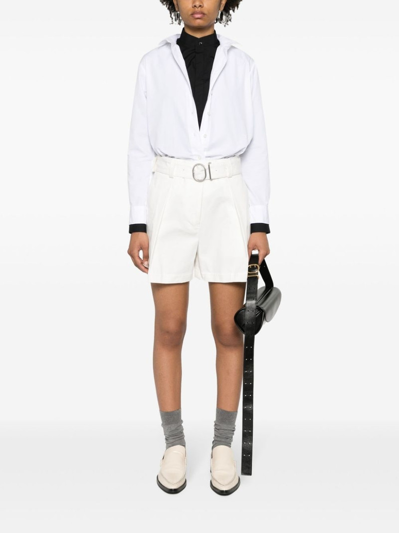 Jil Sander pleat-detail belted cotton shorts outlook