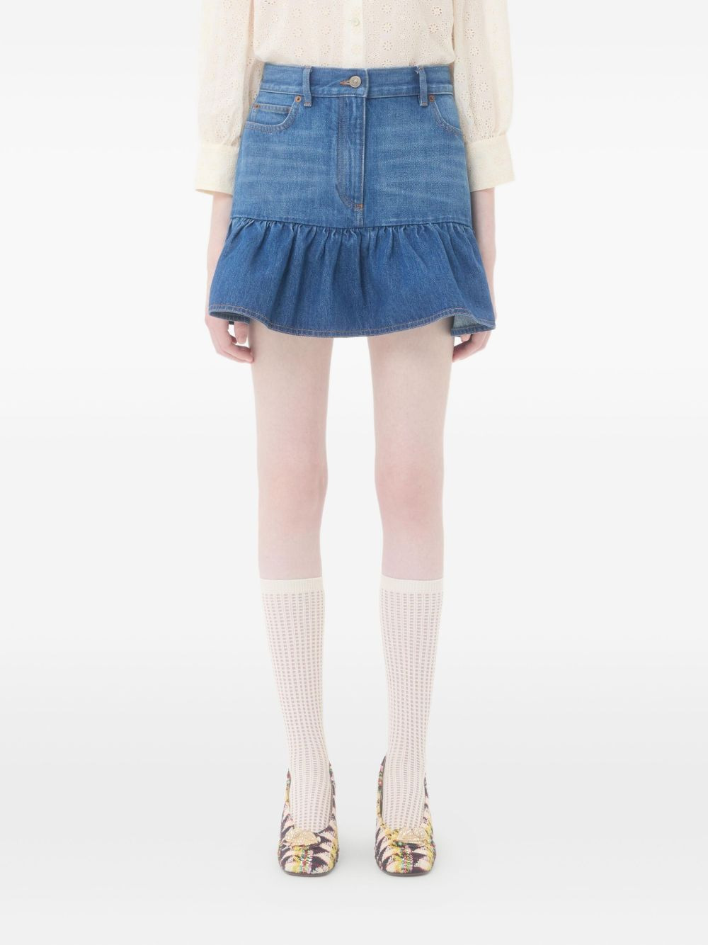 ruffled denim skirt - 3