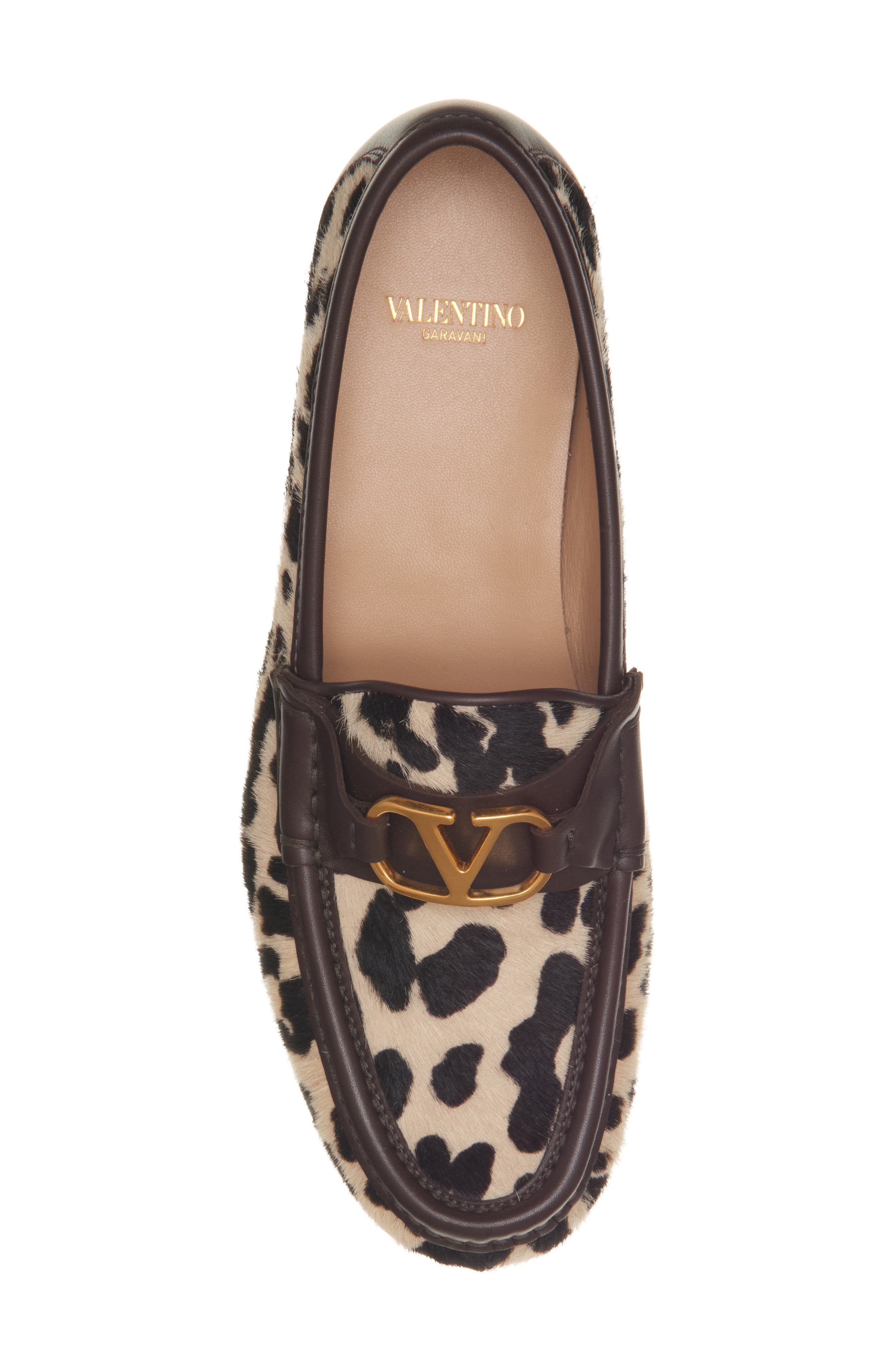 Valentino Garavani VLOGO Signature Genuine Calf Hair Loafer in Natural/Brown at Nordstrom - 5